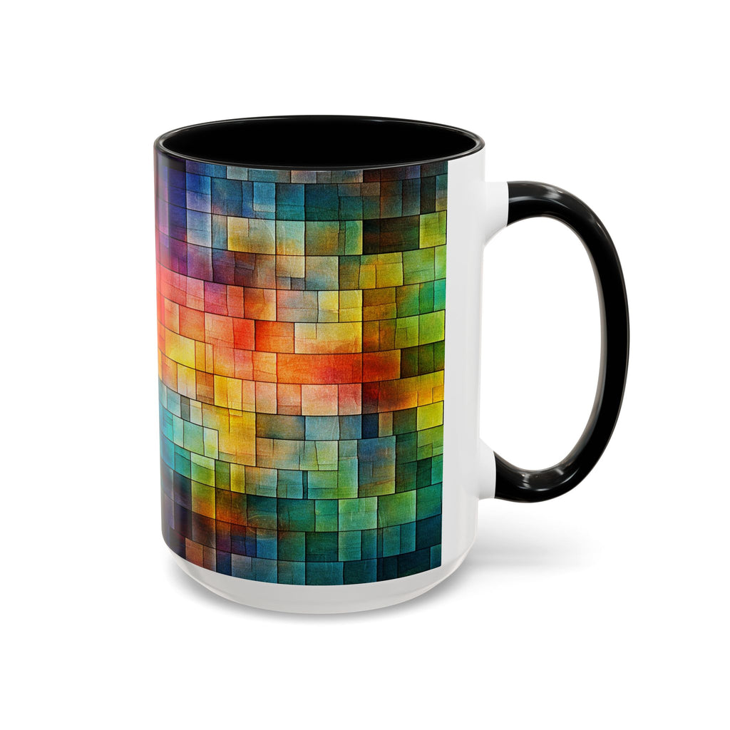 Colorful Mosaic Accent Coffee Mug - Vibrant Geometric Pattern (11/15 oz)