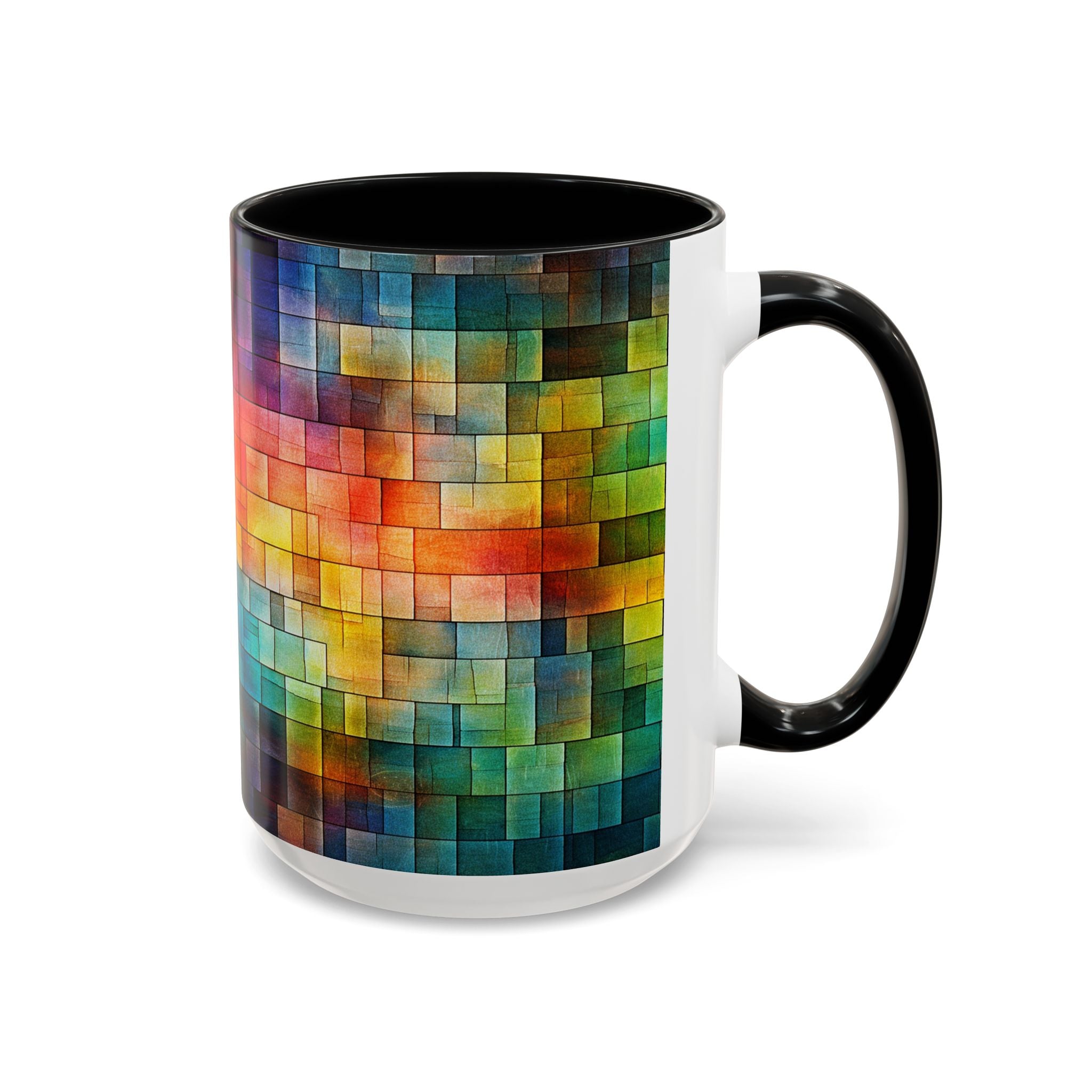 Colorful Mosaic Accent Coffee Mug - Vibrant Geometric Pattern (11/15 oz)