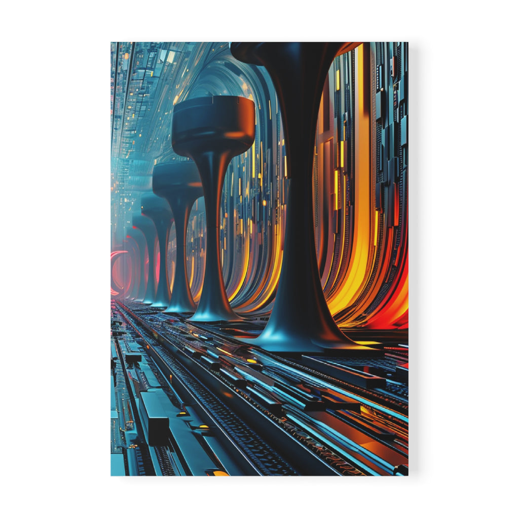 A5 Softcover Notebook — Futuristic Neon Techscape Journal