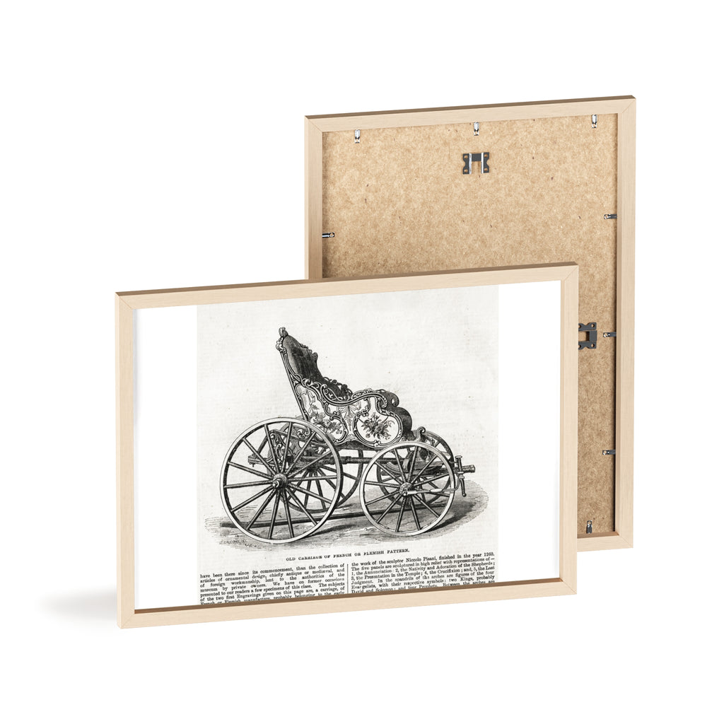 Old Carriage of French or Flemish Pattern. Vintage Carriage Print Poster with Wooden Frame — Antique Transportation Wall Art