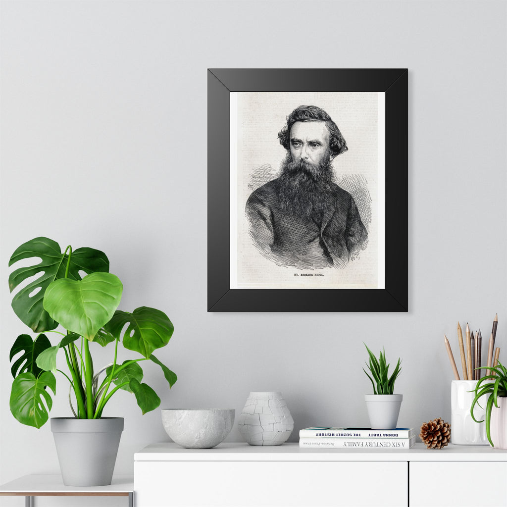 Framed Poster — Vintage 1800s Engraved Portrait Print