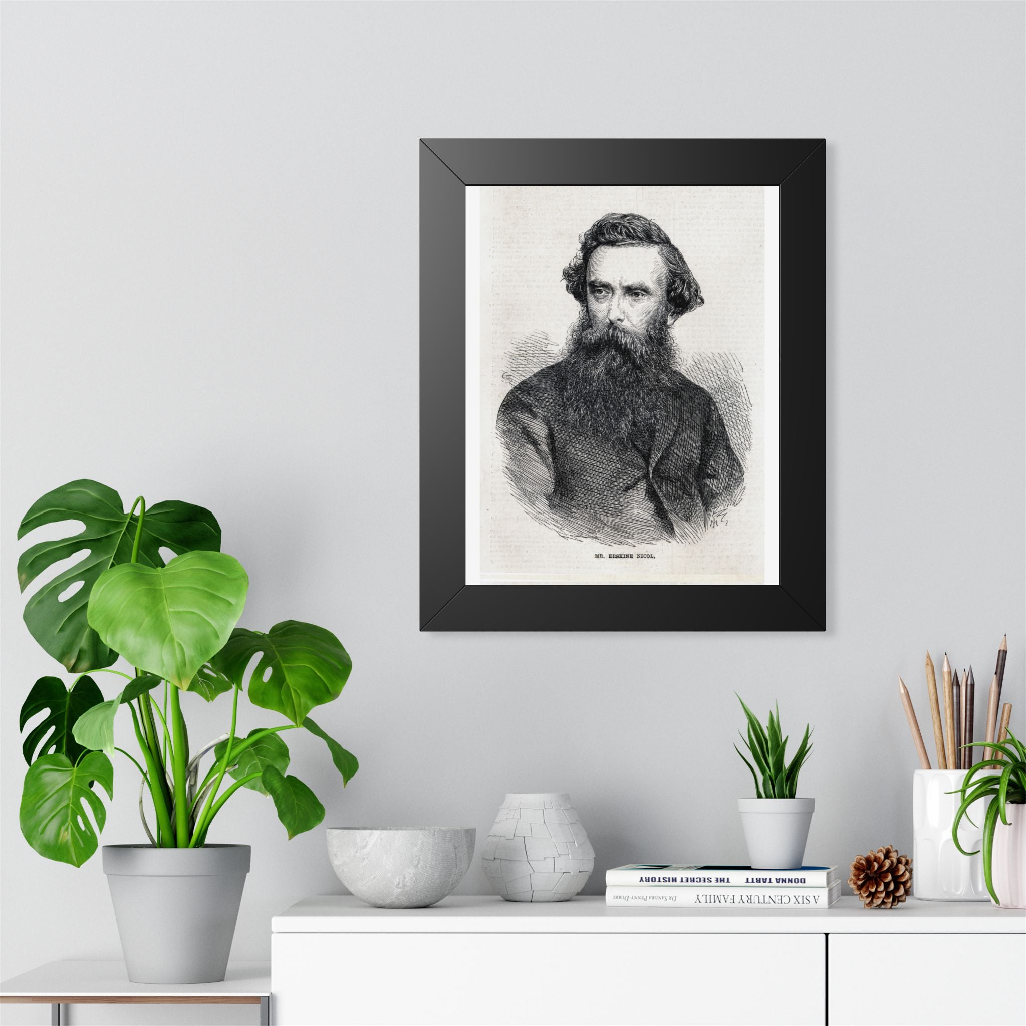 Framed Poster — Vintage 1800s Engraved Portrait Print
