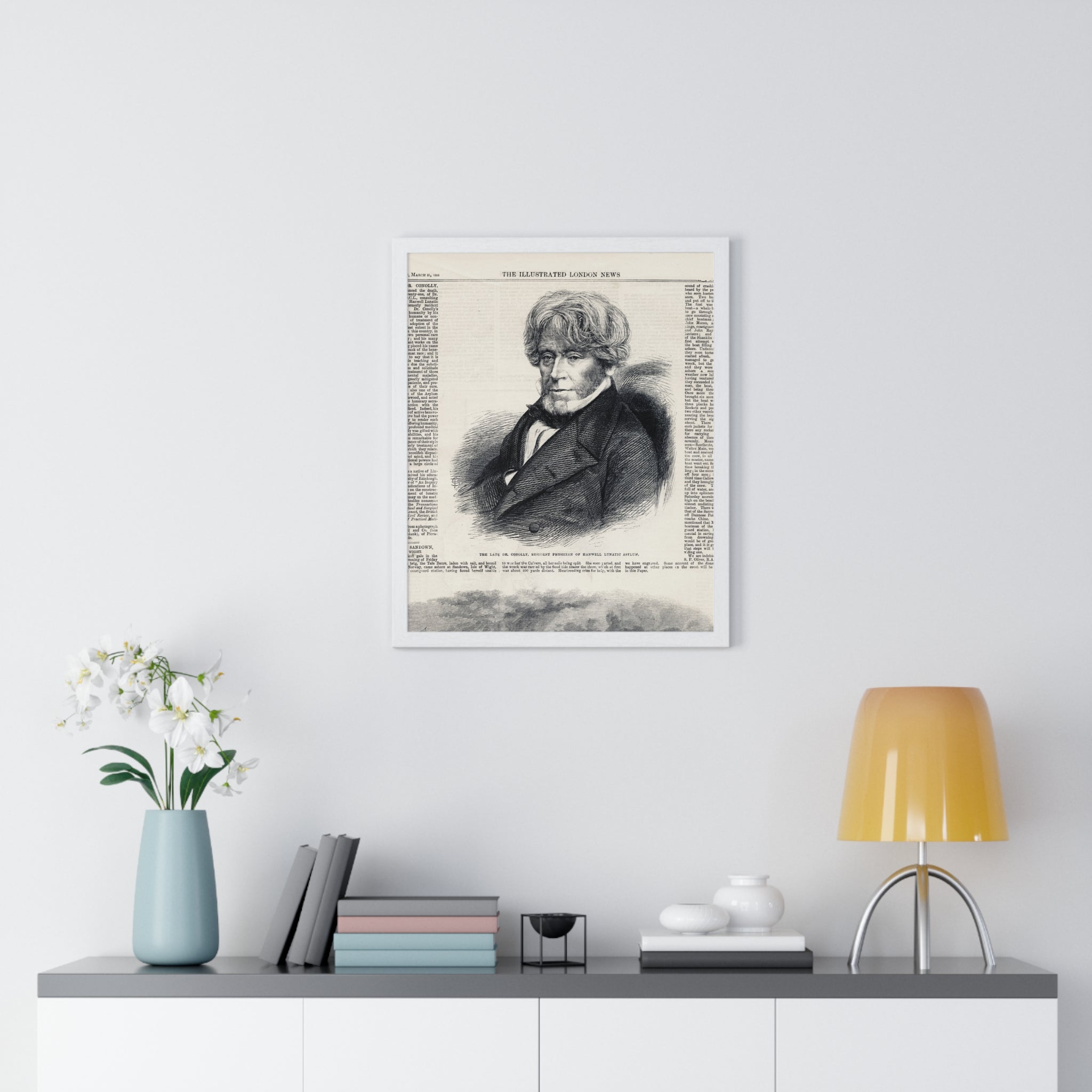 Vintage Illustrated Portrait Poster — Framed Victorian Newspaper Art