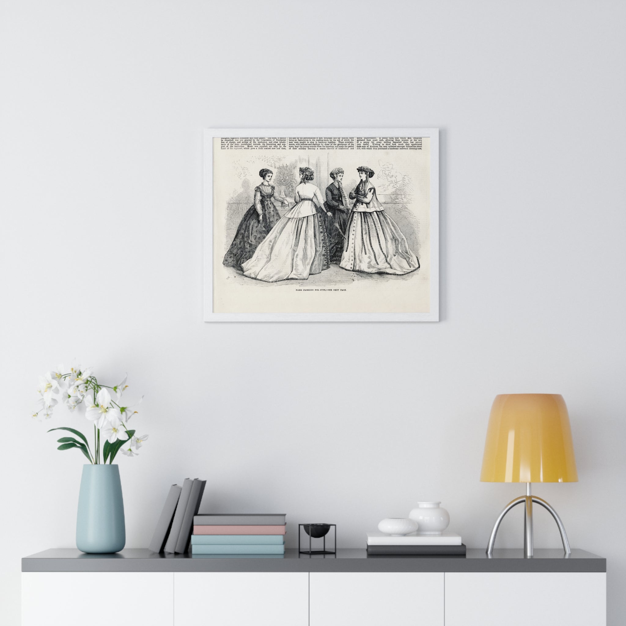 Vintage Fashion Print Framed Poster — Paris Fashion — 19th Century Ladies Illustration