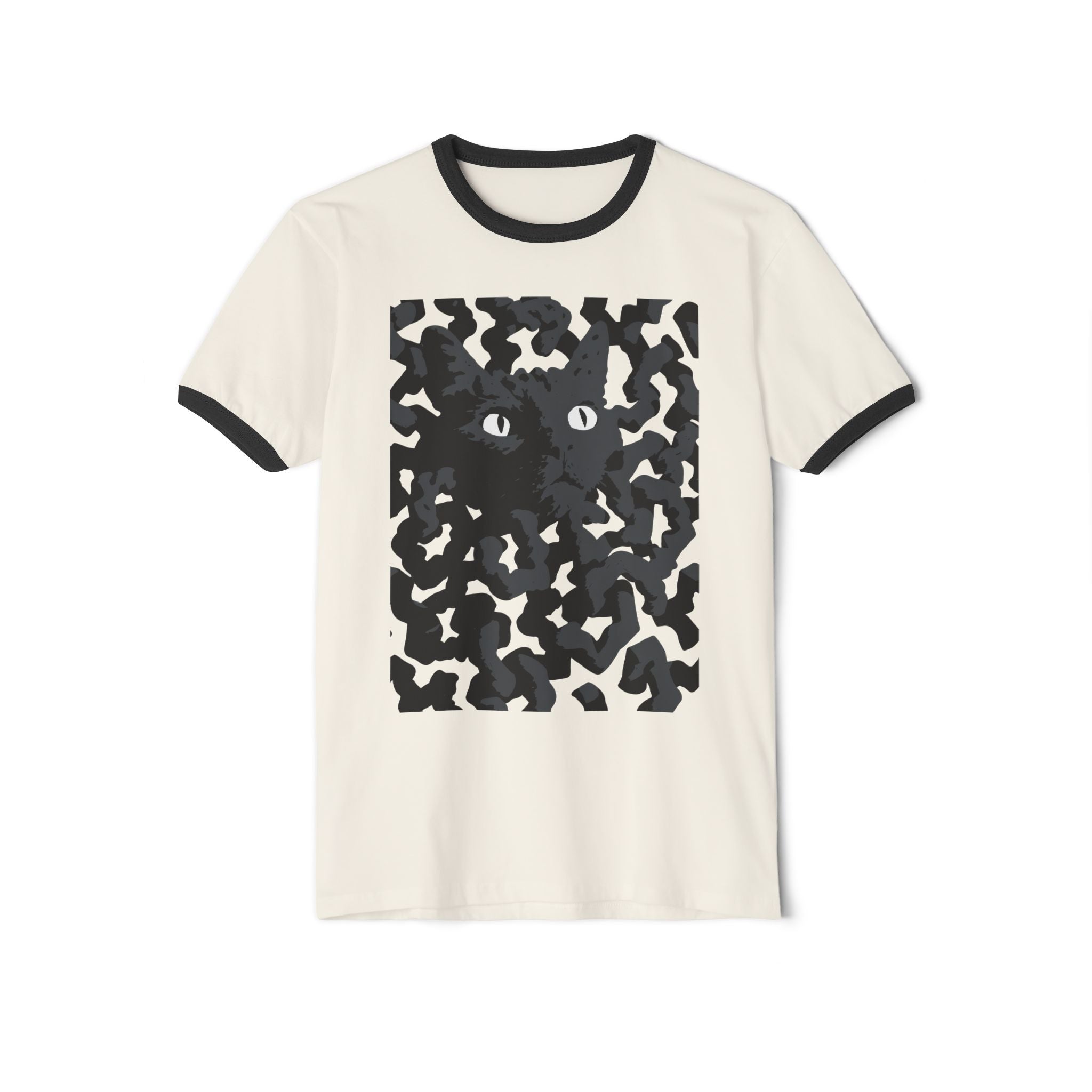Black Cat Camouflage Ringer Tee
