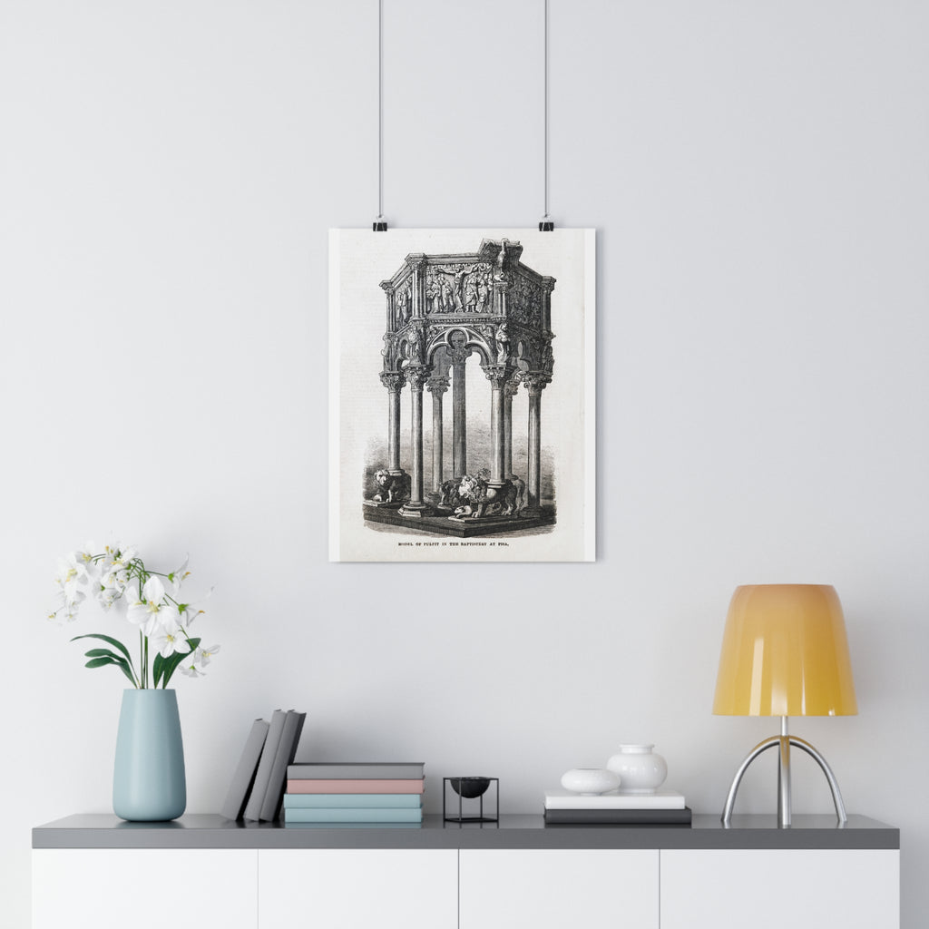 Antique Baptistery Illustration Poster — Vintage Architectural Print