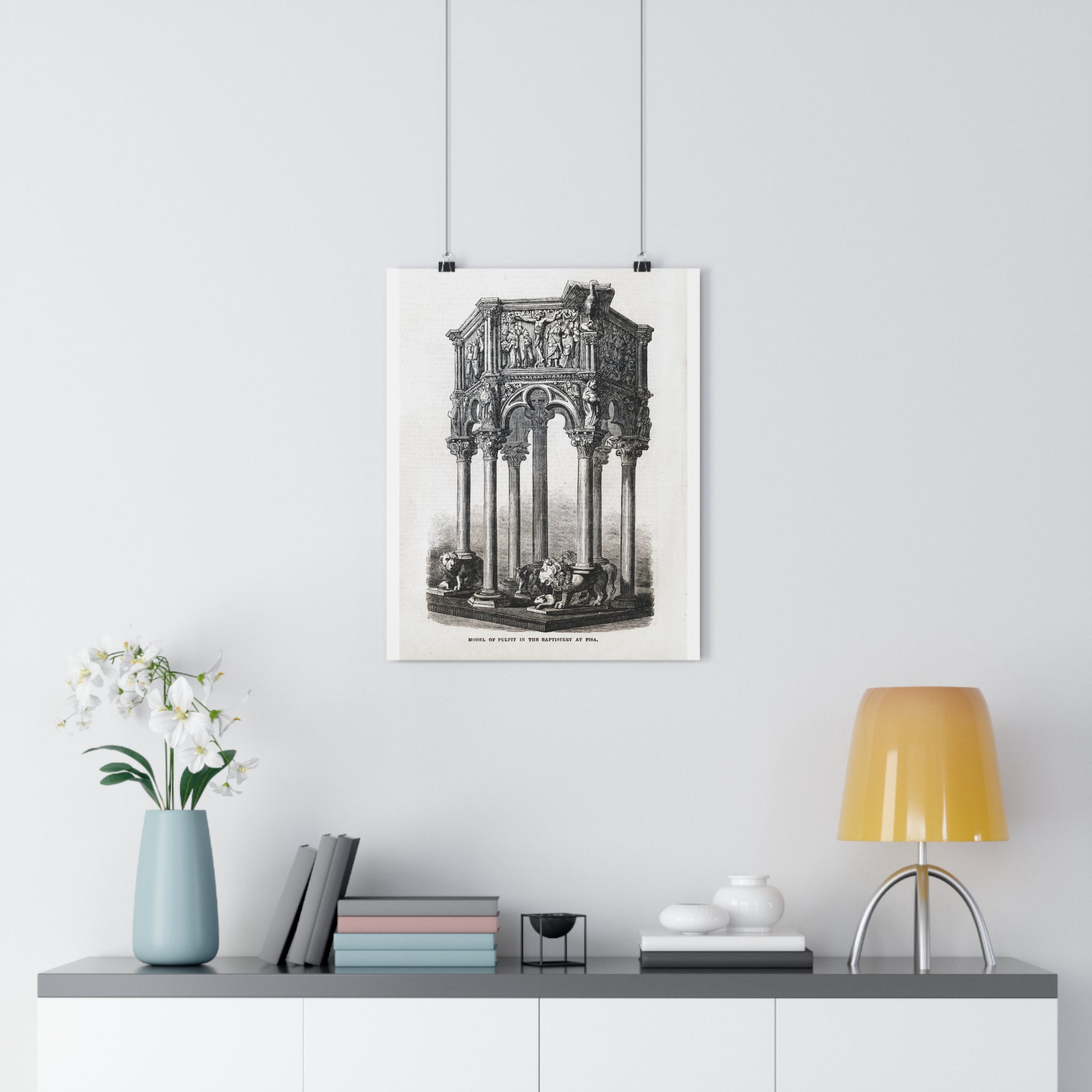 Antique Baptistery Illustration Poster — Vintage Architectural Print
