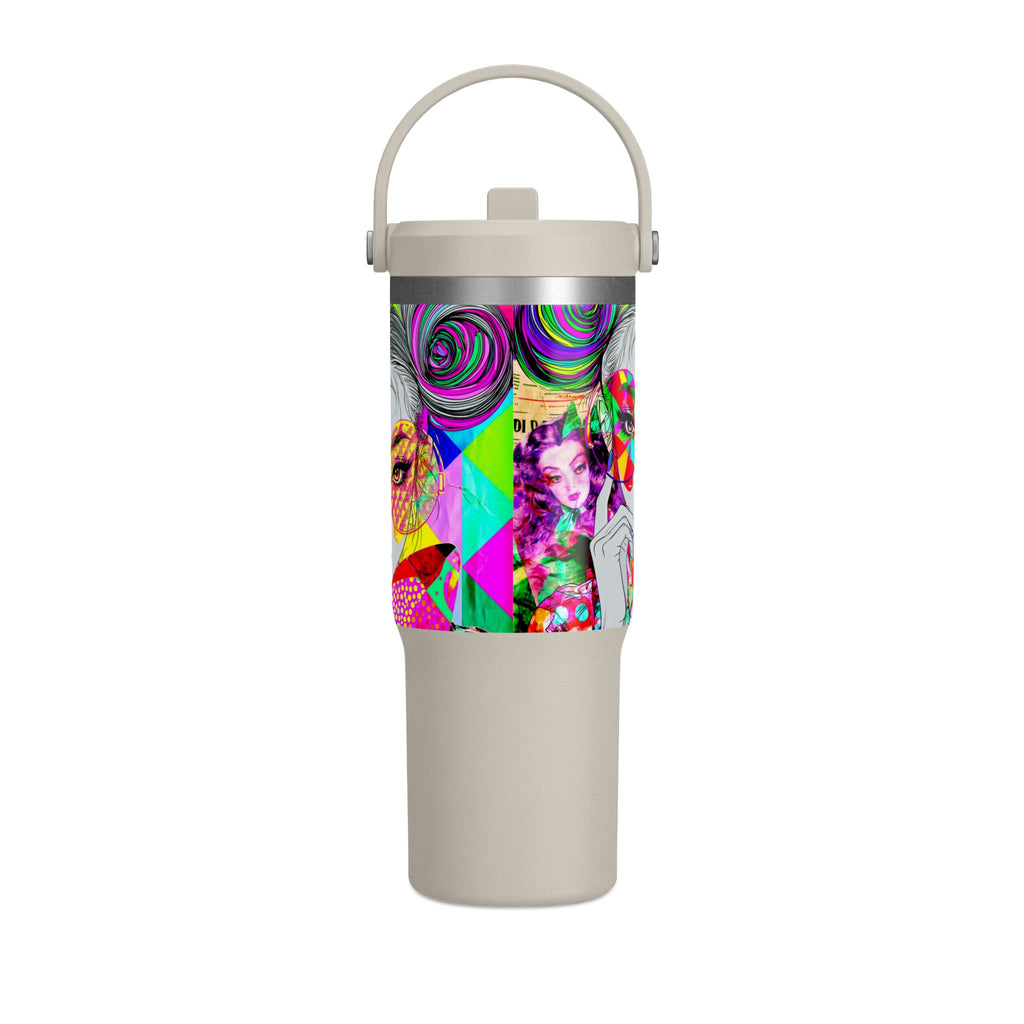 Colorful Pop Art Travel Tumbler – 32oz Nomad Insulated Cup with Retro Sunglasses Design