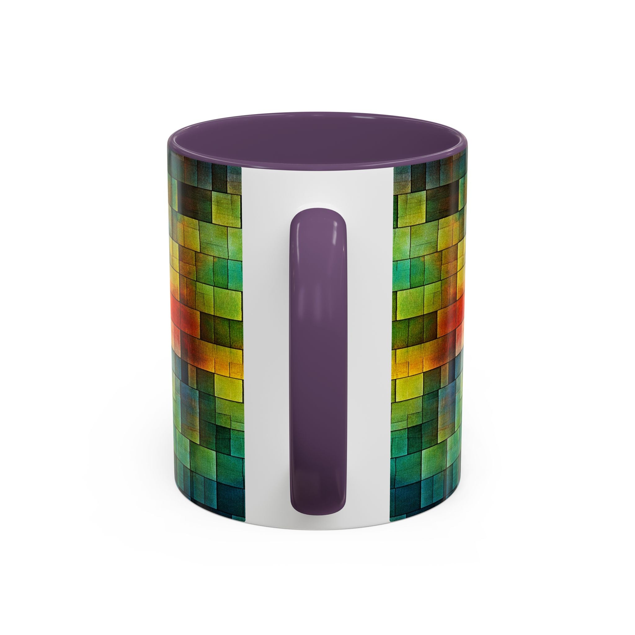 Colorful Mosaic Accent Coffee Mug - Vibrant Geometric Pattern (11/15 oz)