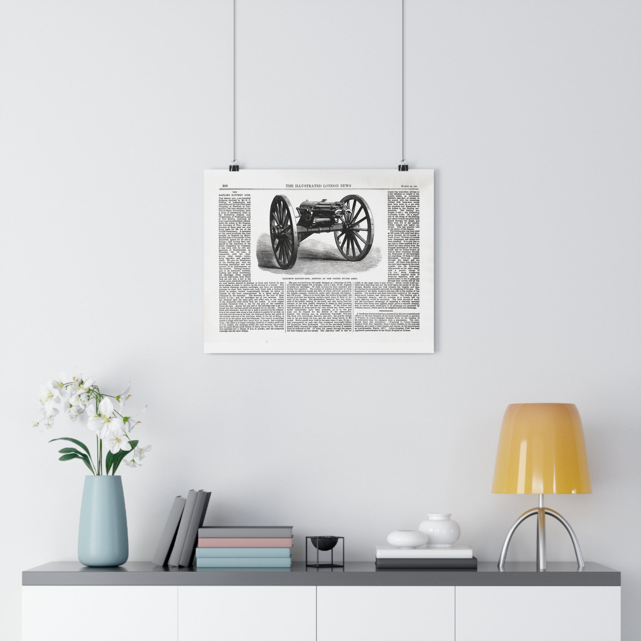 Vintage Cannon Illustration Poster — Antique Newspaper Print Wall Art