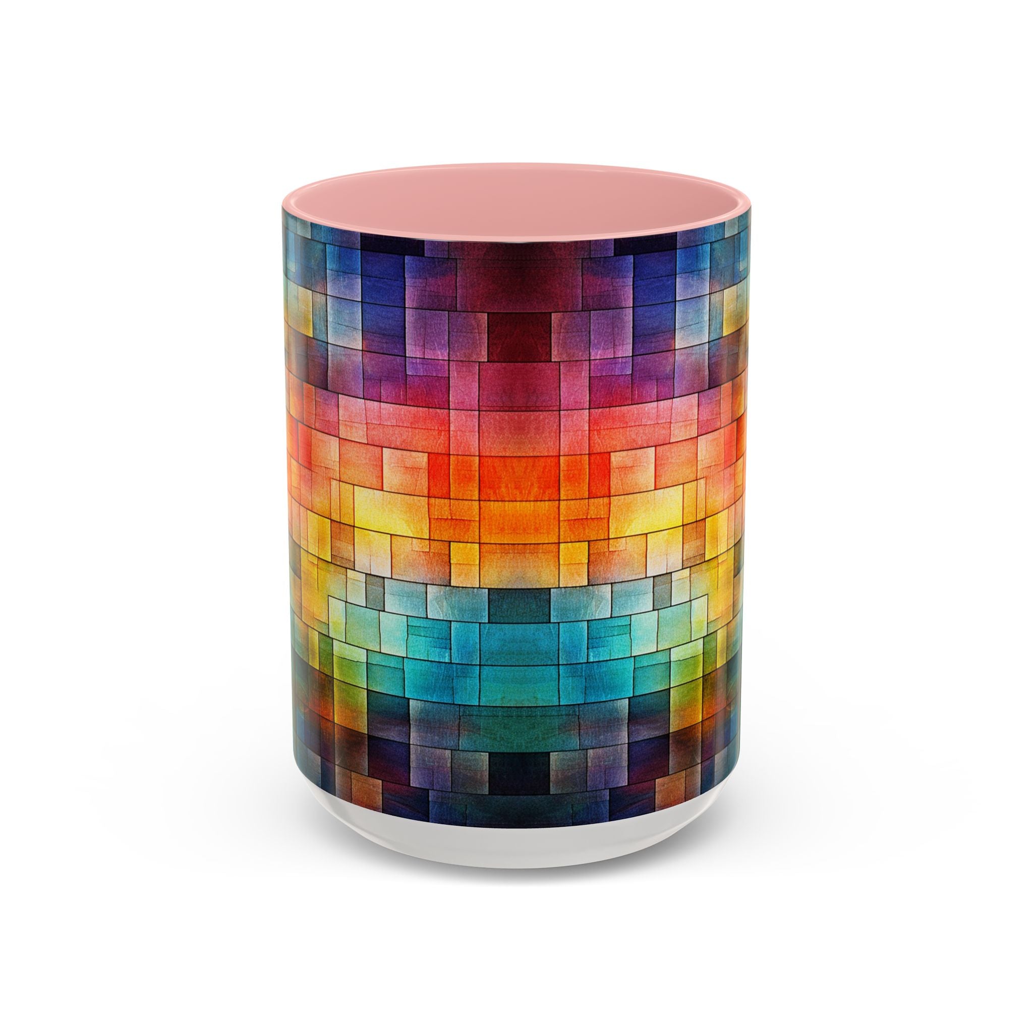 Colorful Mosaic Accent Coffee Mug - Vibrant Geometric Pattern (11/15 oz)