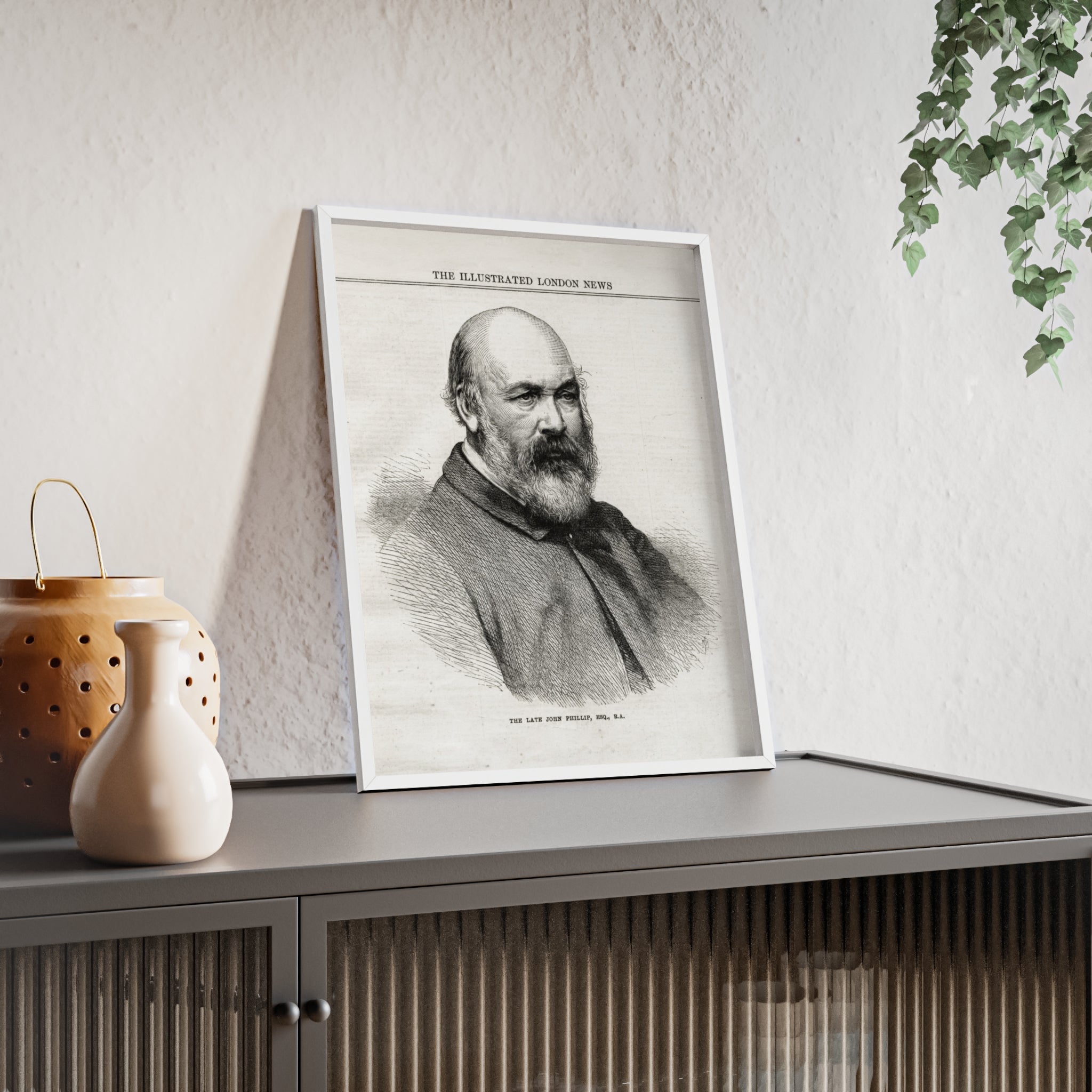 The Late John Phillip, Esq. Framed Vintage Portrait Print — Illustrated London News Gentleman Poster