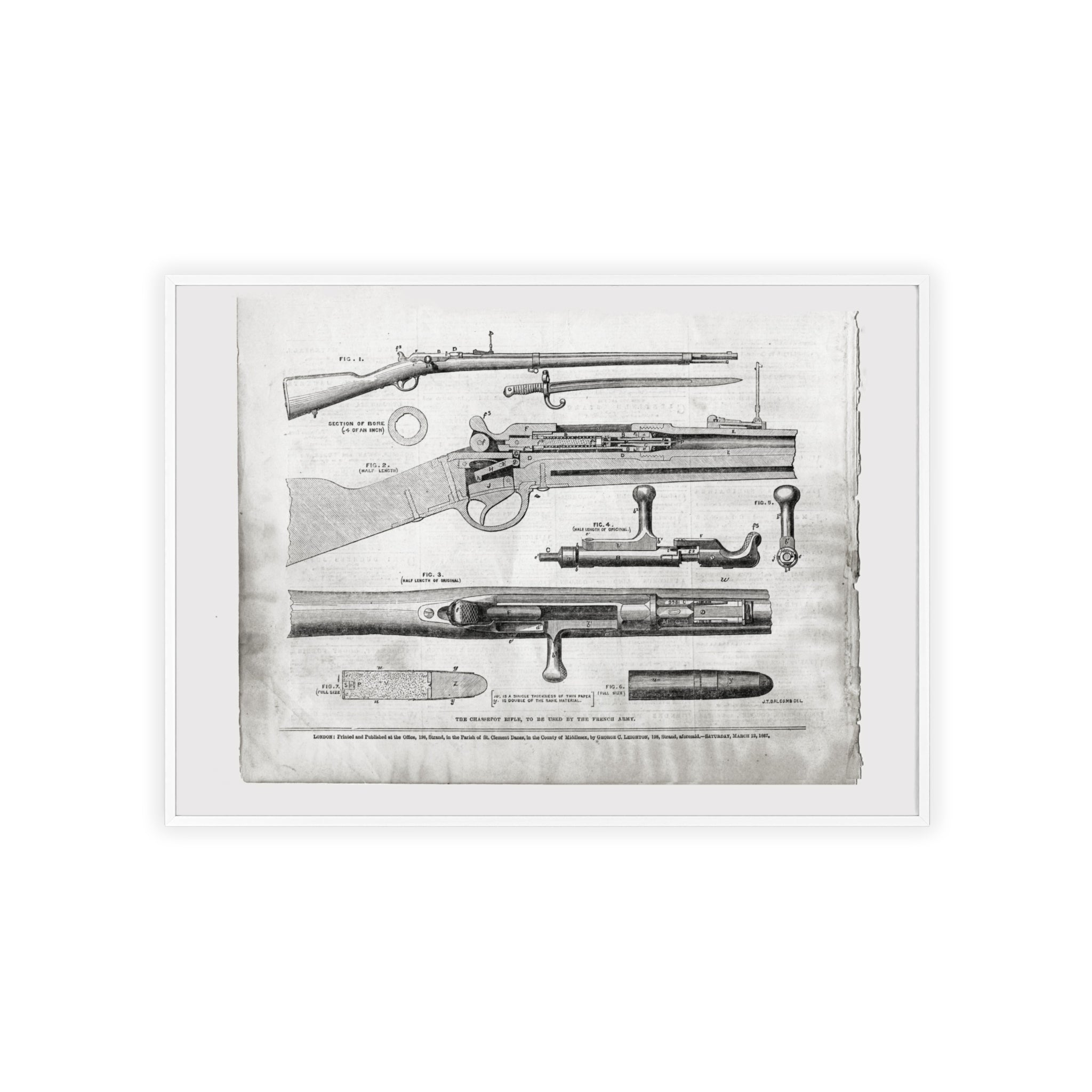 Antique Rifle Patent Poster — Framed Vintage Firearm Print