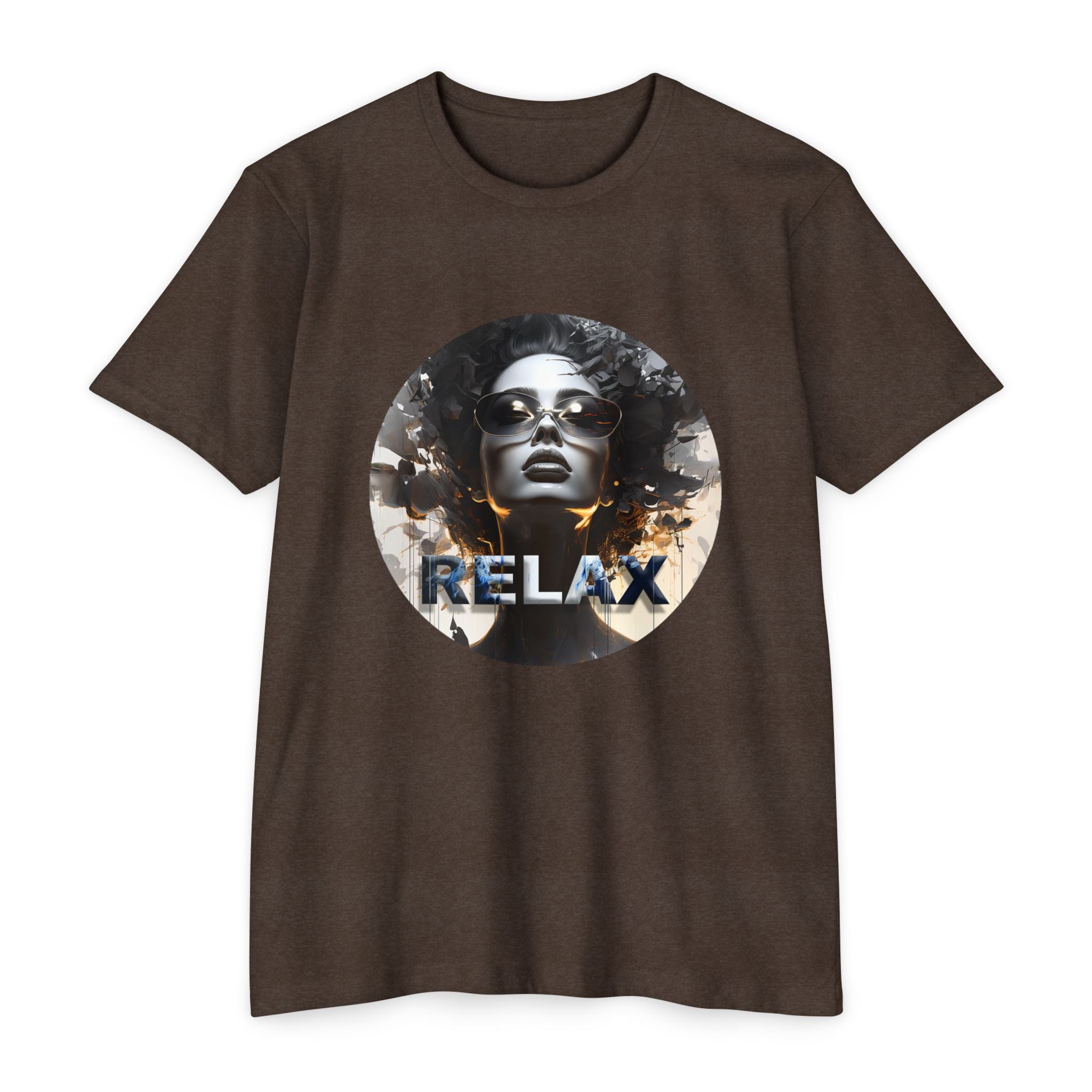 Relax Graphic T-Shirt — Vintage Portrait Tee with 'RELAX' Text