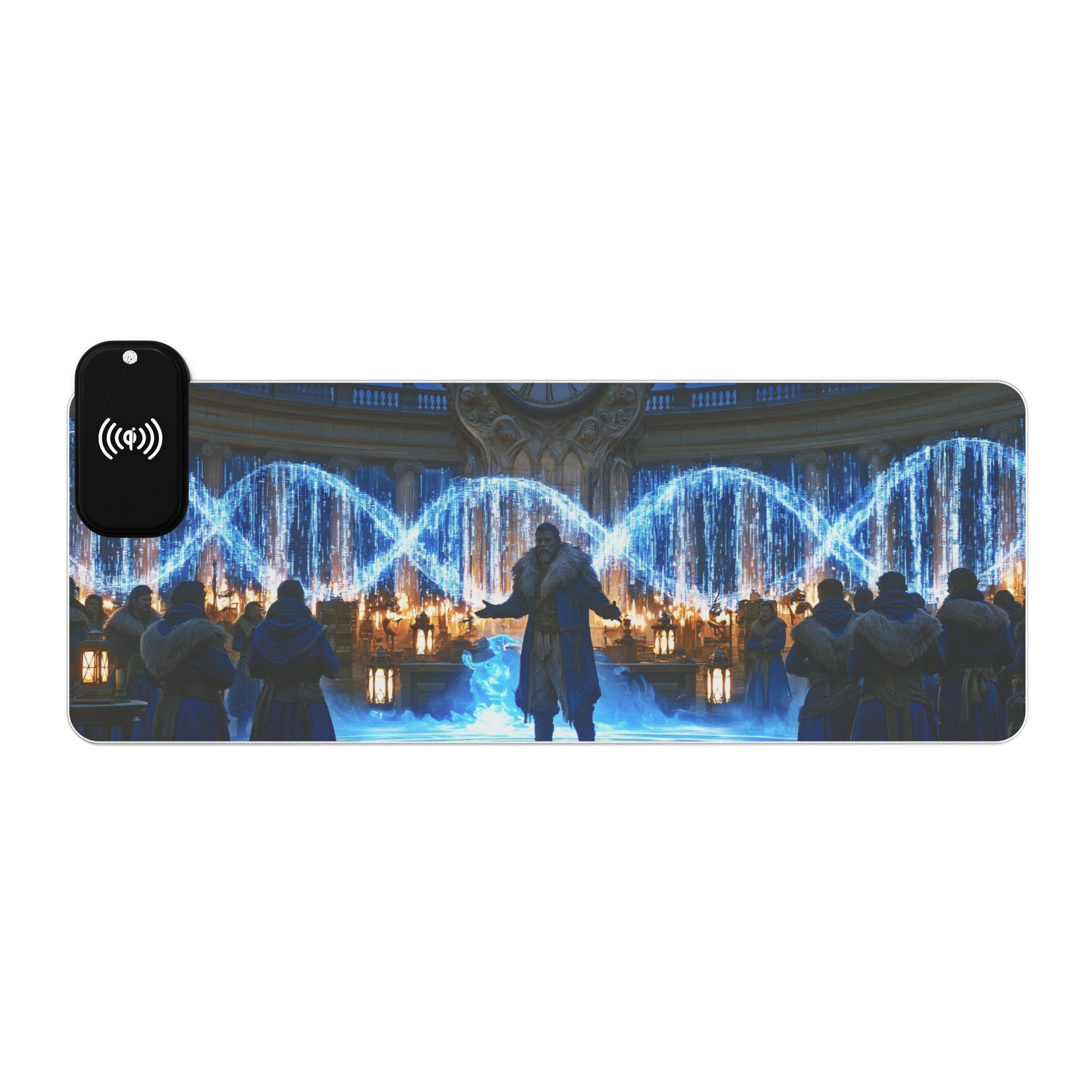 LED RGB Wireless Charging Gaming Mouse Pad — Water Fountain Nightscape Design