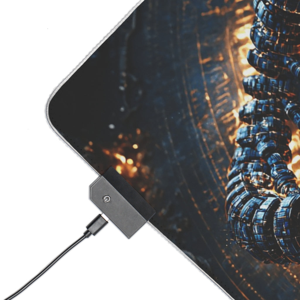 LED Gaming Mouse Pad — Steampunk DNA Galaxy RGB Desk Mat for Gamers