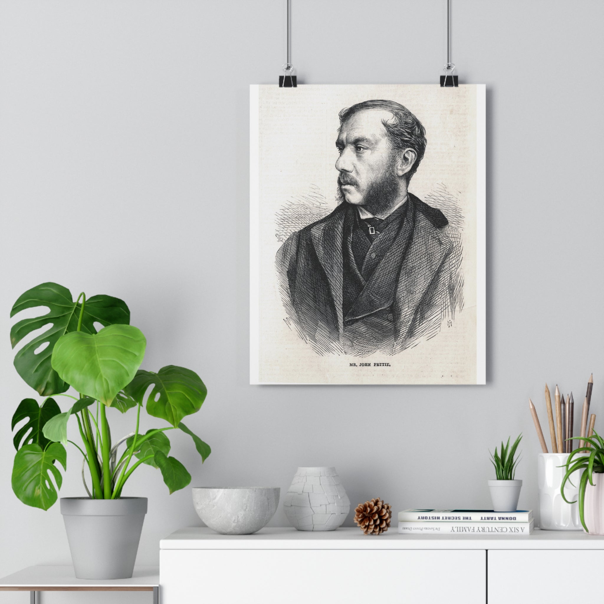 Vintage Portrait Poster — Antique Engraving Wall Art of 19th Century Gentleman