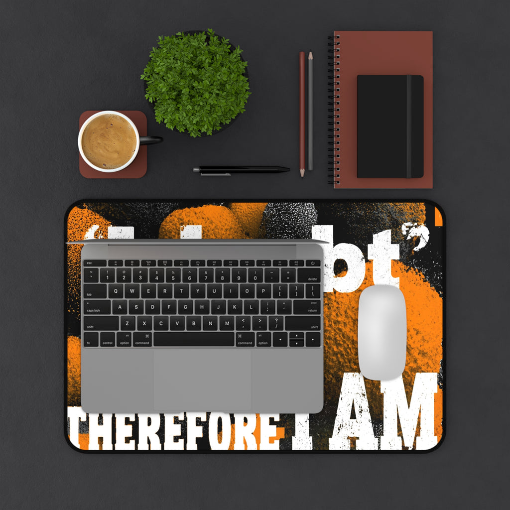 Inspirational Quote Desk Mat - "I Doubt Therefore I Think Therefore I Am"