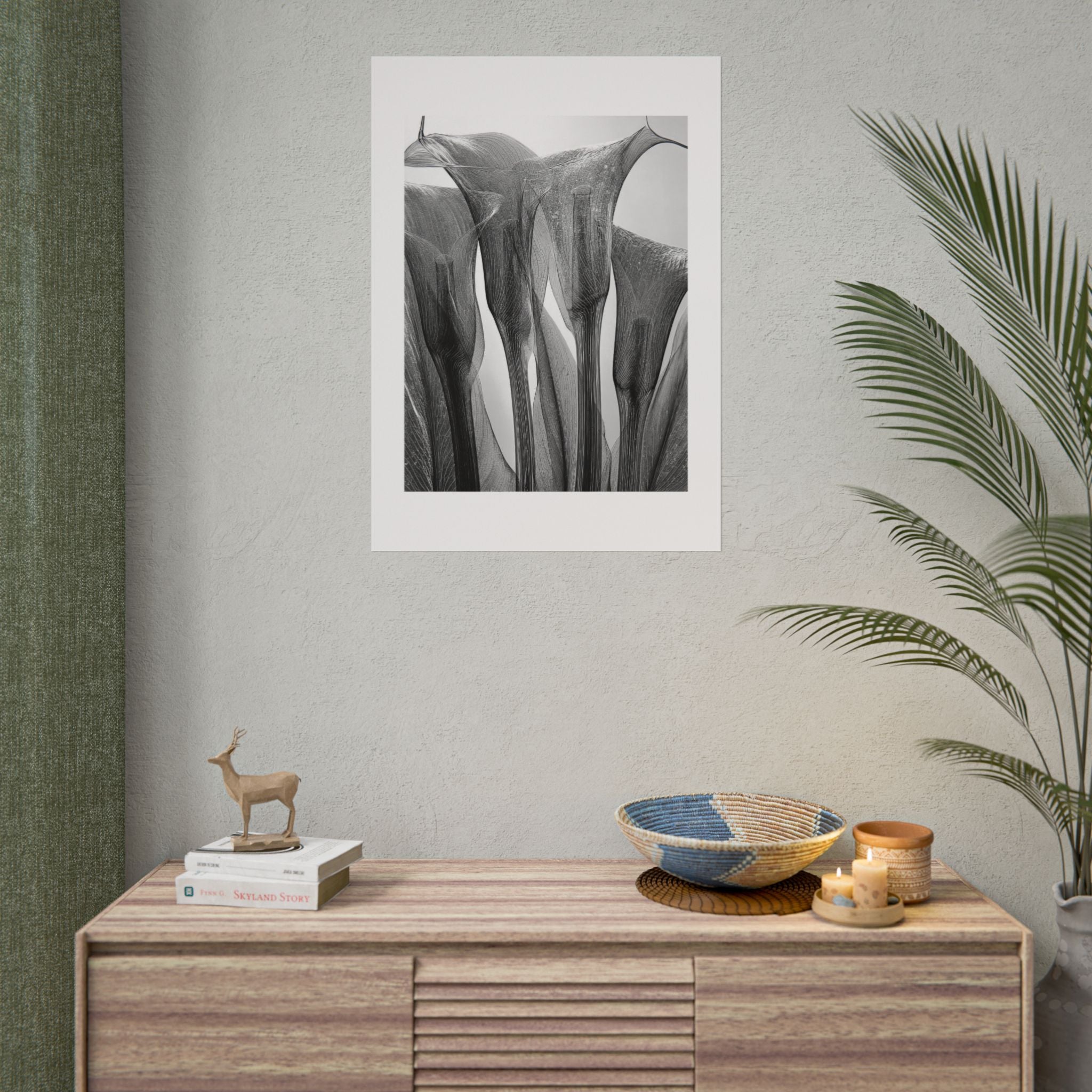 Abstract Botanical Poster — Black & White Calla Lily Photography (Rolled Poster)