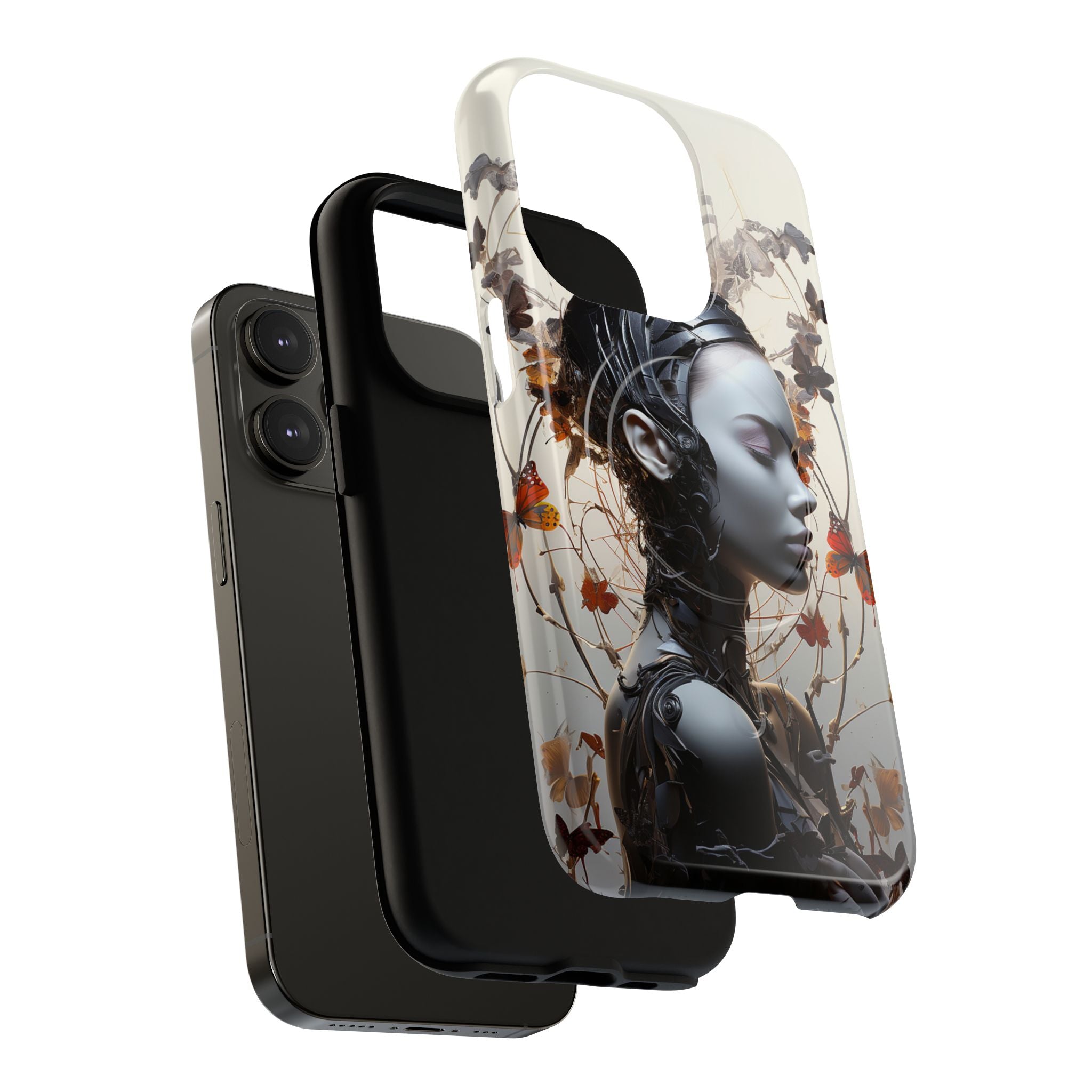 Art Nouveau Cyberpunk Phone Case — Surreal Floral Femme Tough Magnetic Case