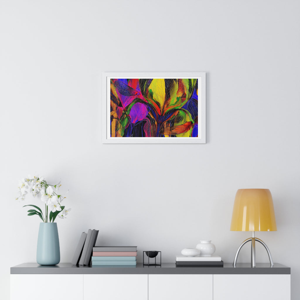 Abstract Rainbow Floral Framed Poster — Colorful Modern Wall Art (Horizontal)