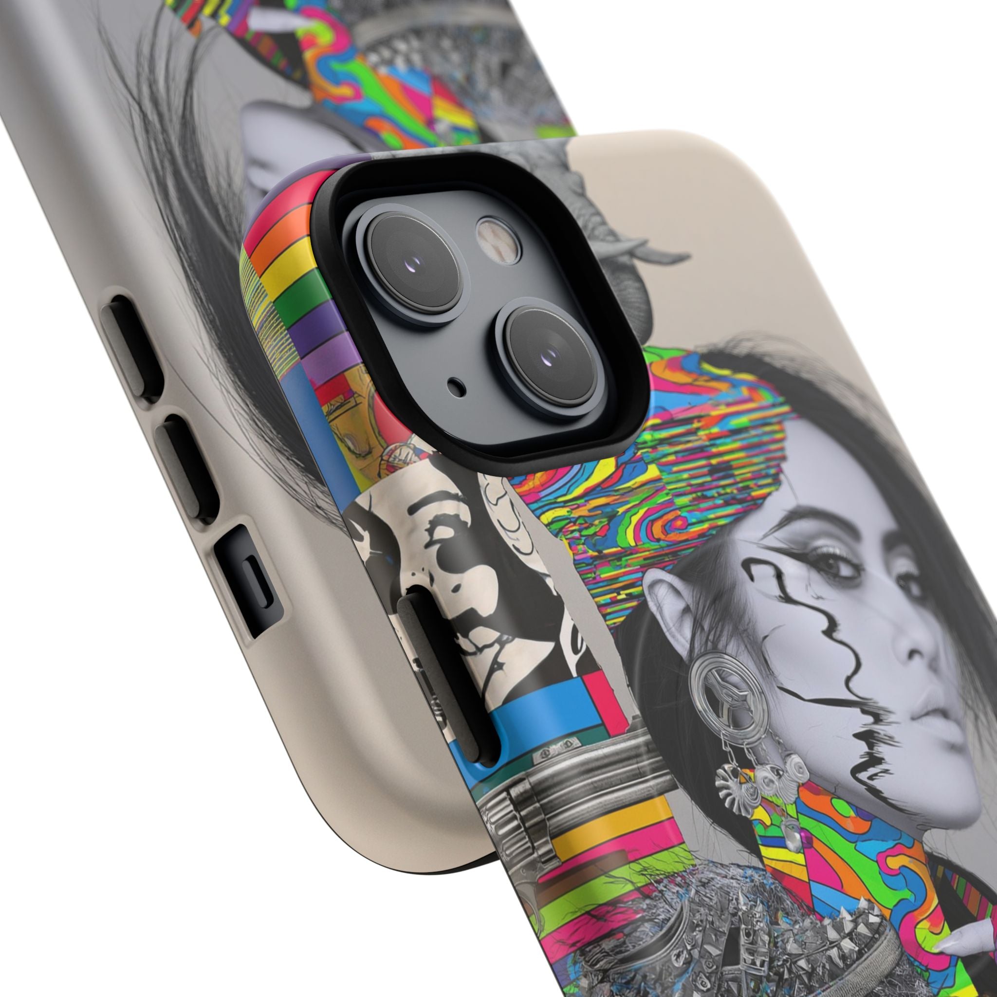 Phone Case - Colorful Glitch Portrait Tough Magnetic Case