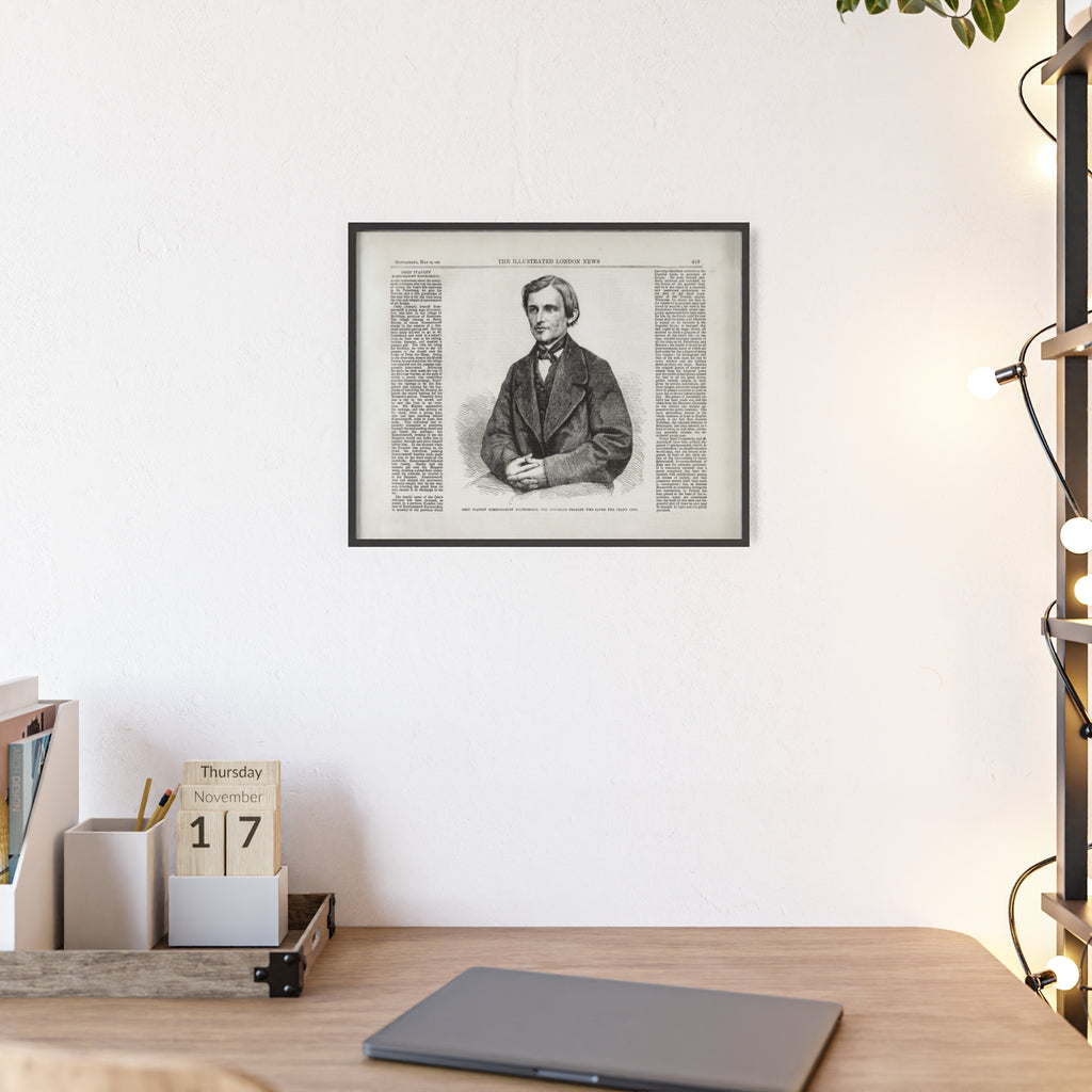 OSSIP IVANOFF, the peasant who saved the CZAR's Life. Vintage Illustrated Portrait Poster with Wooden Frame — Antique Newspaper Art Print