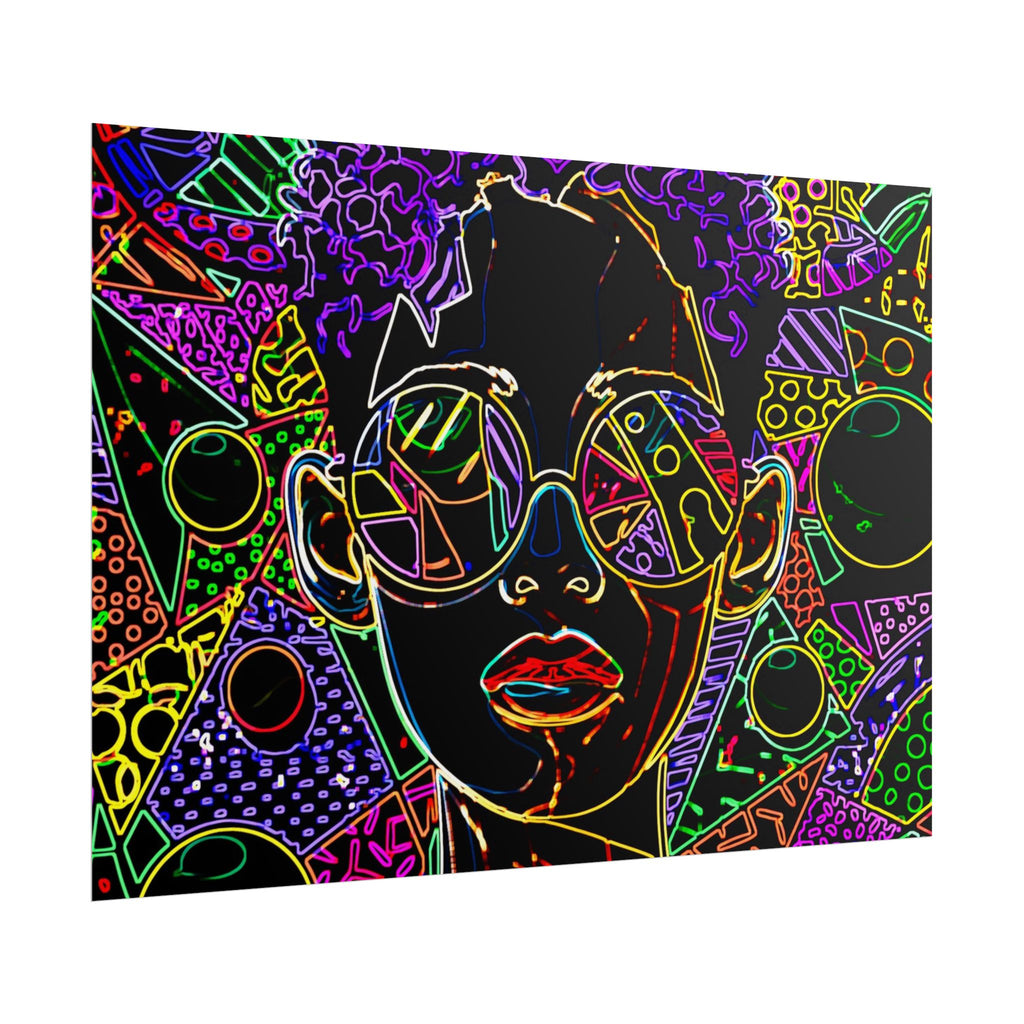 Afrofuturist Neon Portrait Poster