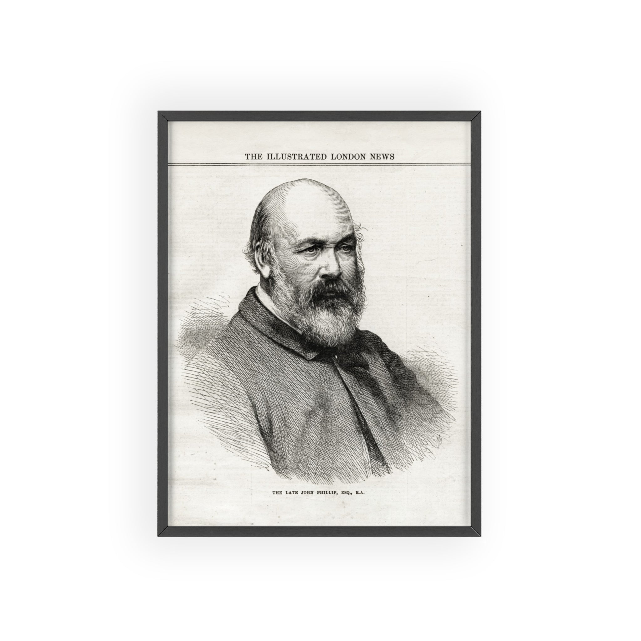 The Late John Phillip, Esq. Framed Vintage Portrait Print — Illustrated London News Gentleman Poster