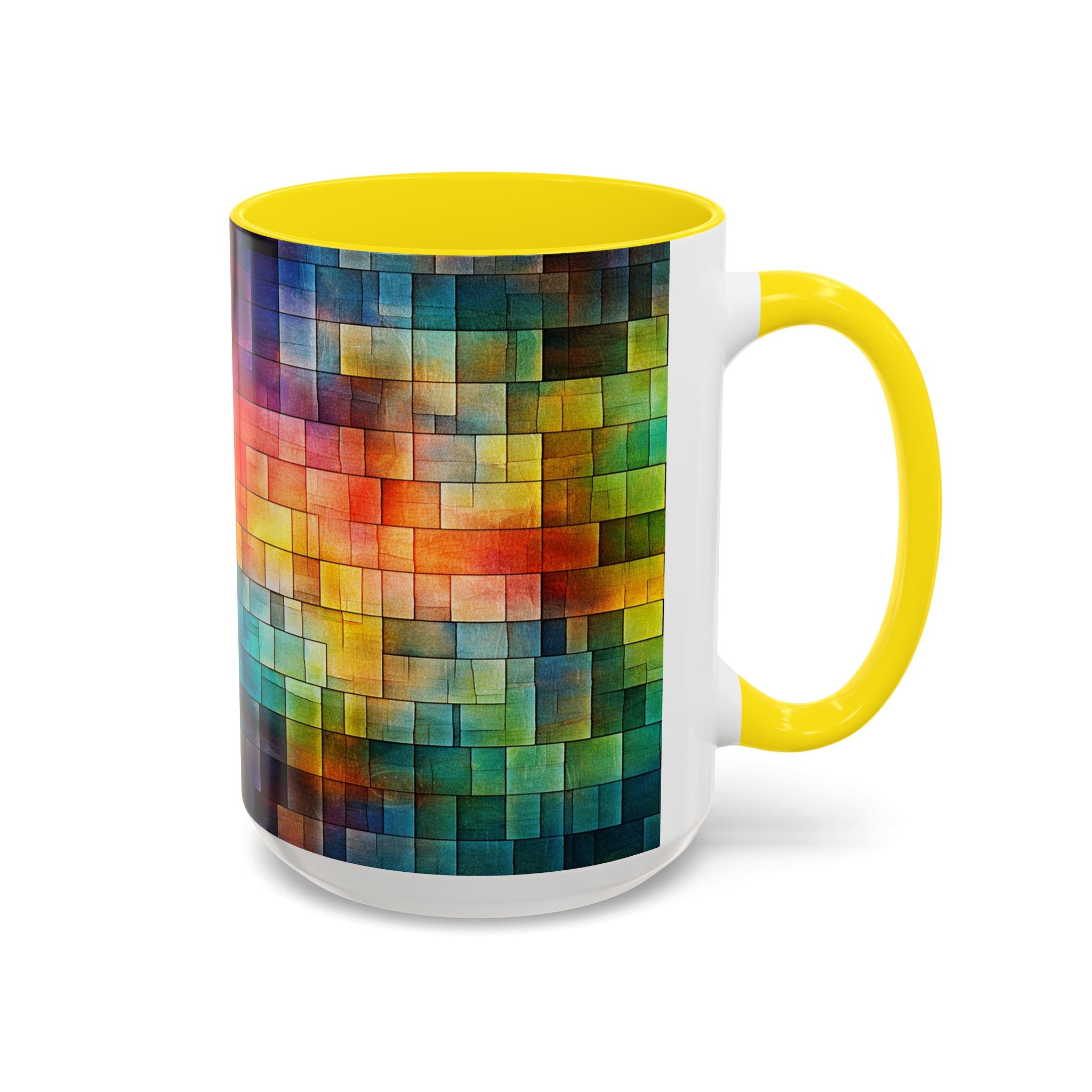 Colorful Mosaic Accent Coffee Mug - Vibrant Geometric Pattern (11/15 oz)