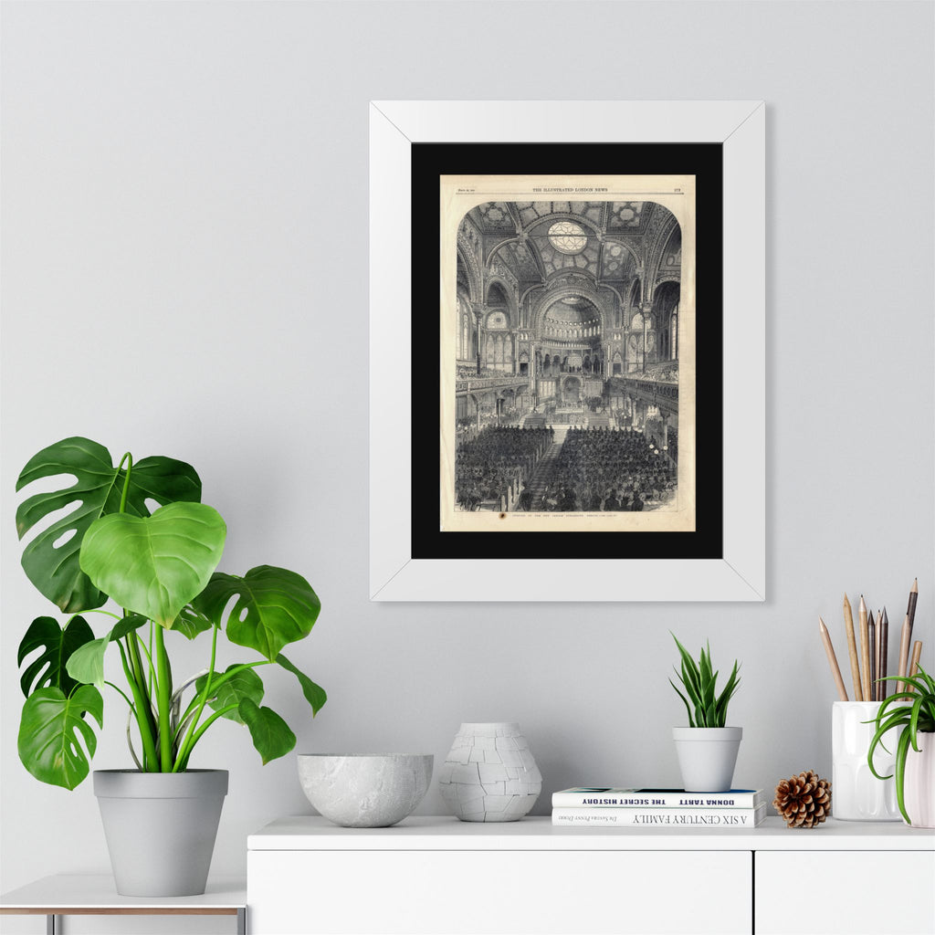 Opening of The New Jewish Synagogue, Berlin. Framed Poster - Vintage Church Interior Print (Antique Architectural Illustration)