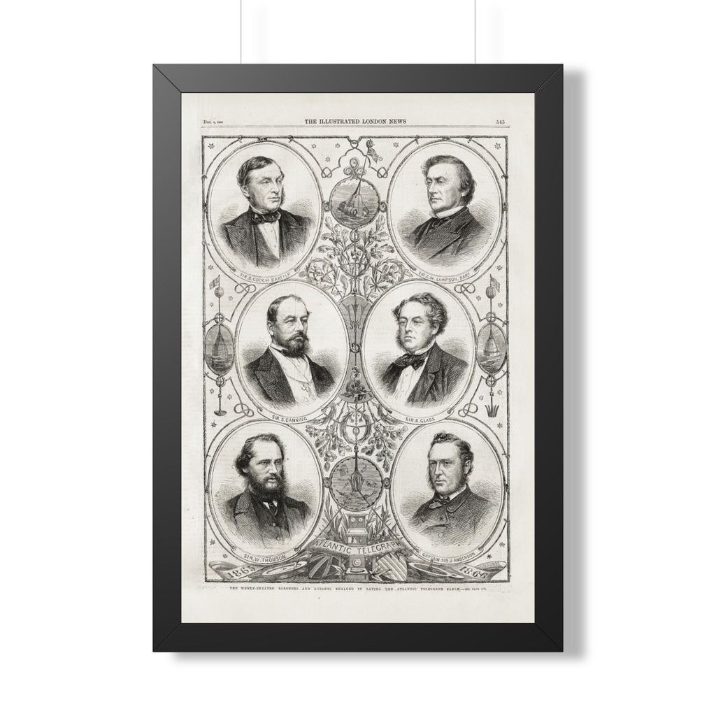 The Atlantic Telegraph Cable. Framed Historical Portrait Poster — 19th Century Leaders Collage