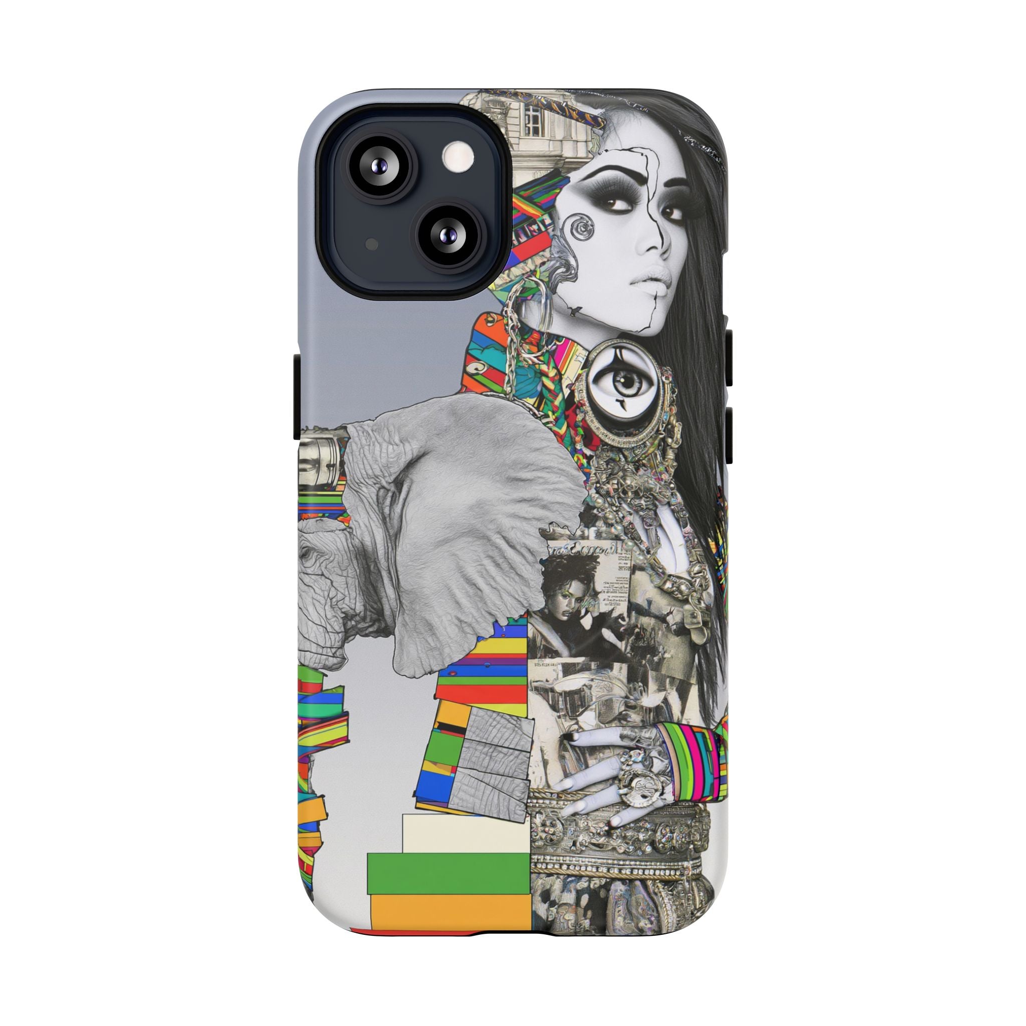 Artistic Elephant Collage Phone Case — Tough Magnetic Protective Cover
