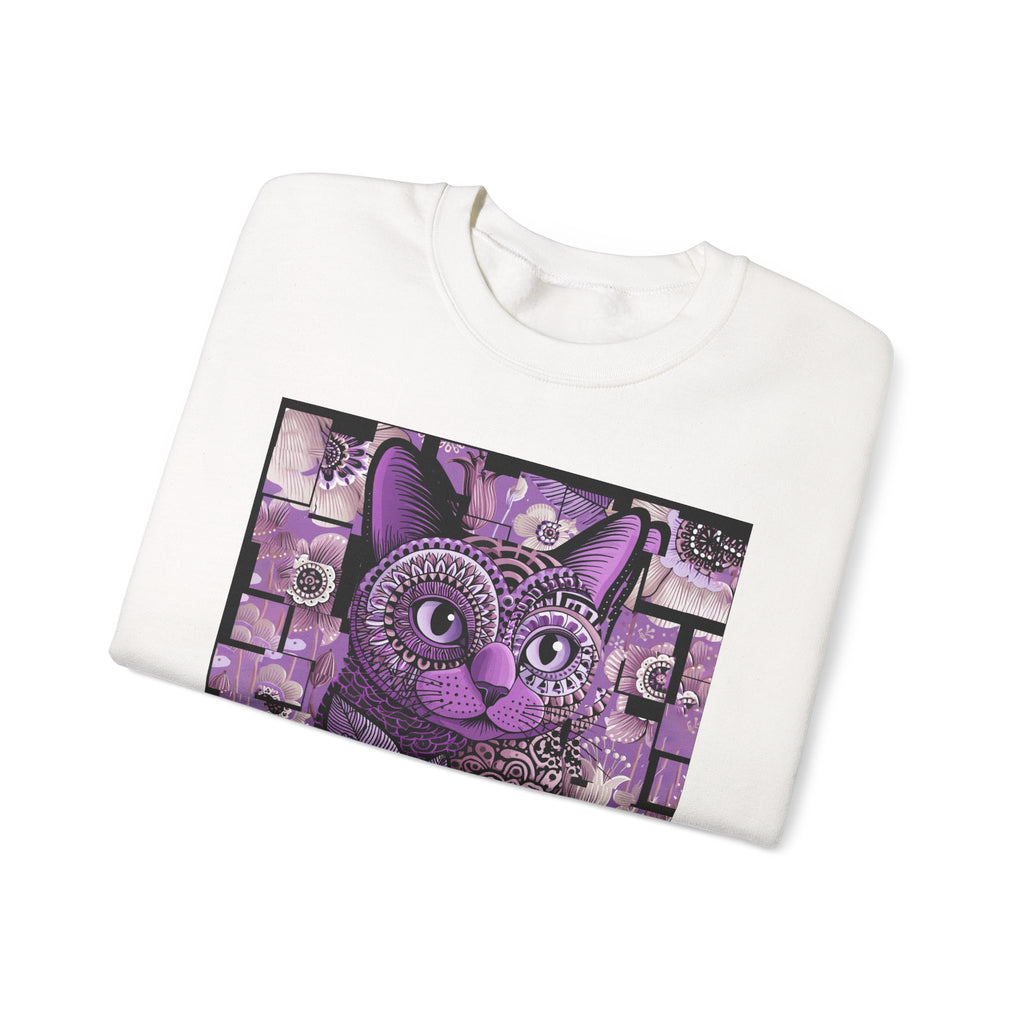Purple Floral Owl Crewneck Sweatshirt — Whimsical Boho Animal Graphic