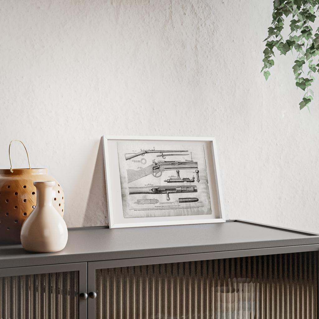 Antique Rifle Patent Poster — Framed Vintage Firearm Print