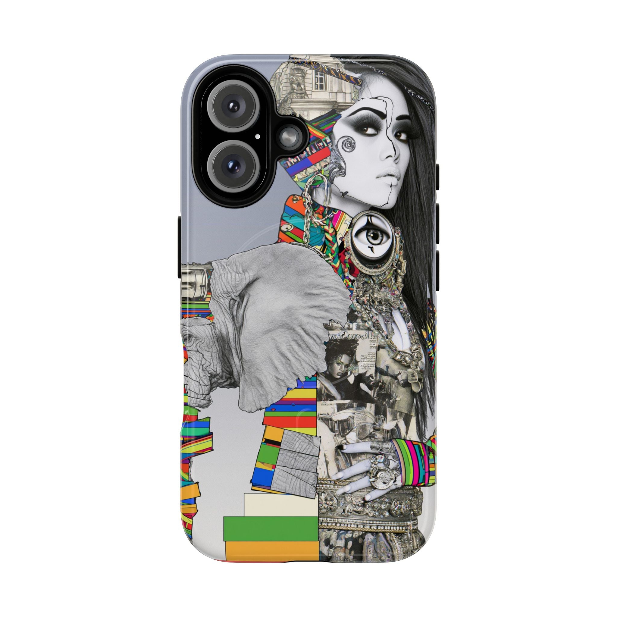 Artistic Elephant Collage Phone Case — Tough Magnetic Protective Cover