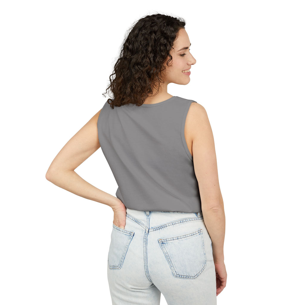 Spiral Text Art Tank Top — Monochrome Optical Typography Tee