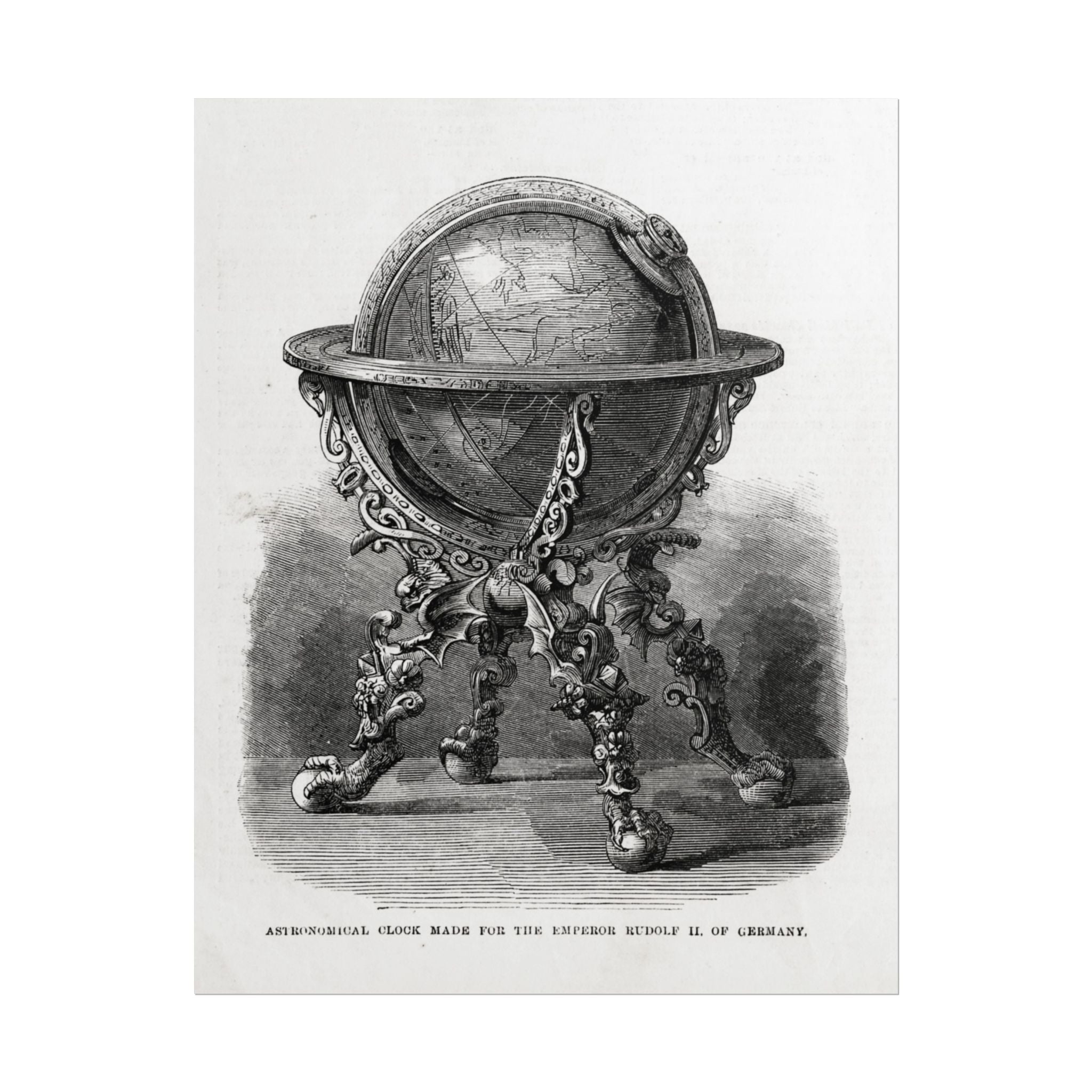 Antique Globe Illustration Rolled Poster — Vintage Scientific Print