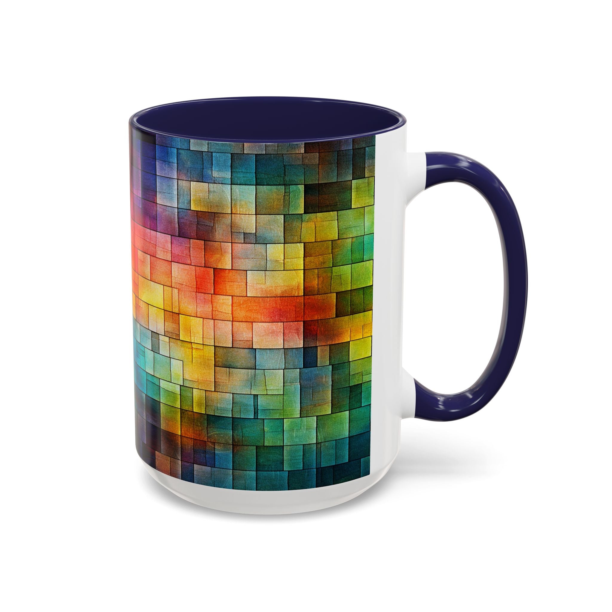 Colorful Mosaic Accent Coffee Mug - Vibrant Geometric Pattern (11/15 oz)