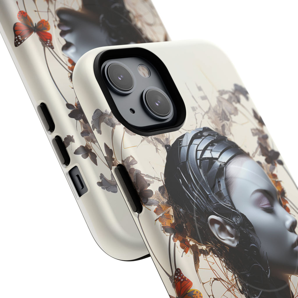 Art Nouveau Cyberpunk Phone Case — Surreal Floral Femme Tough Magnetic Case