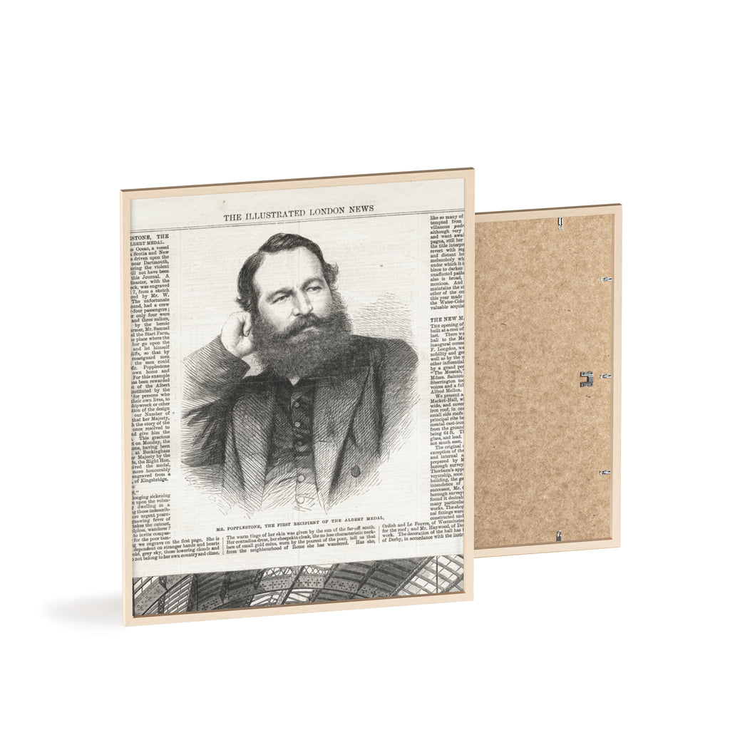 Mr. Popplestone, the first recipient of the Albert Medal. Vintage Illustrated London News Portrait Poster — Framed Wood Print