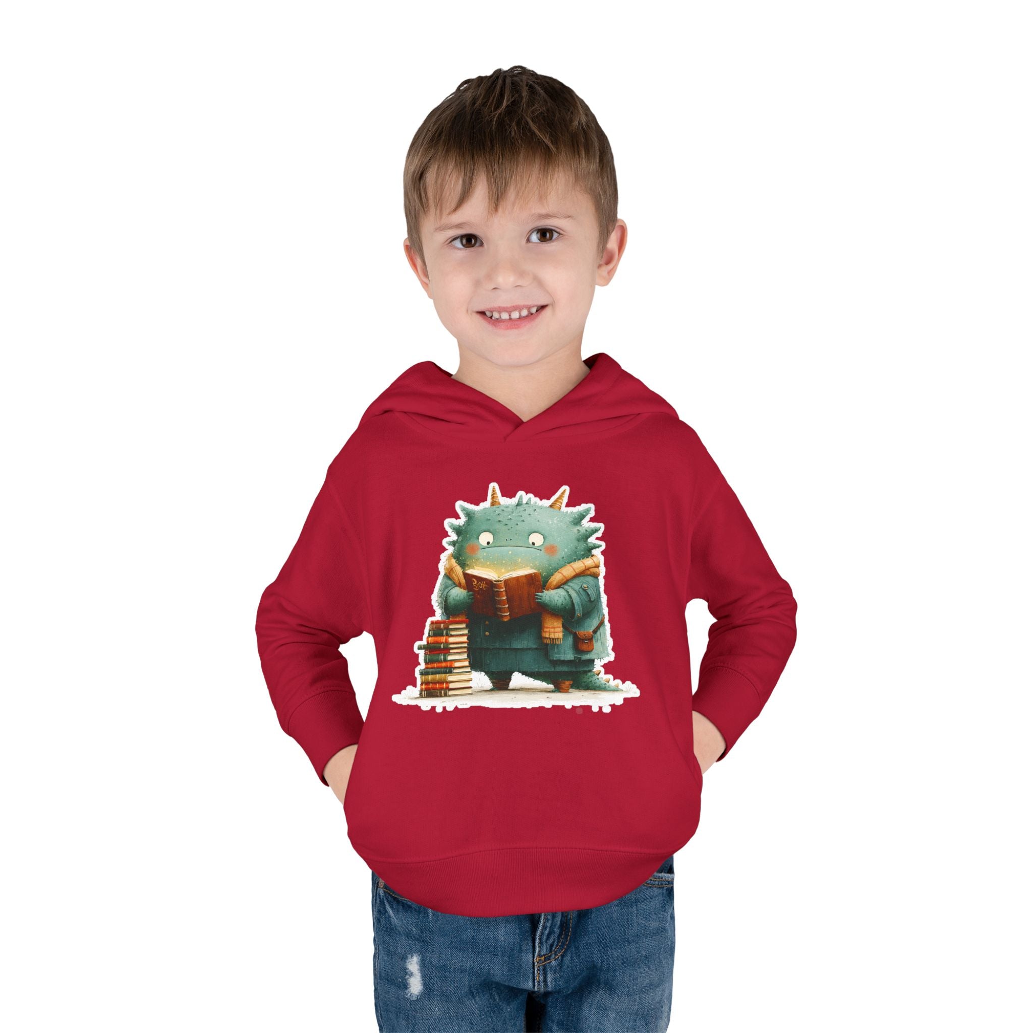 Toddler Hoodie — Cute Reading Monster Graphic Pullover