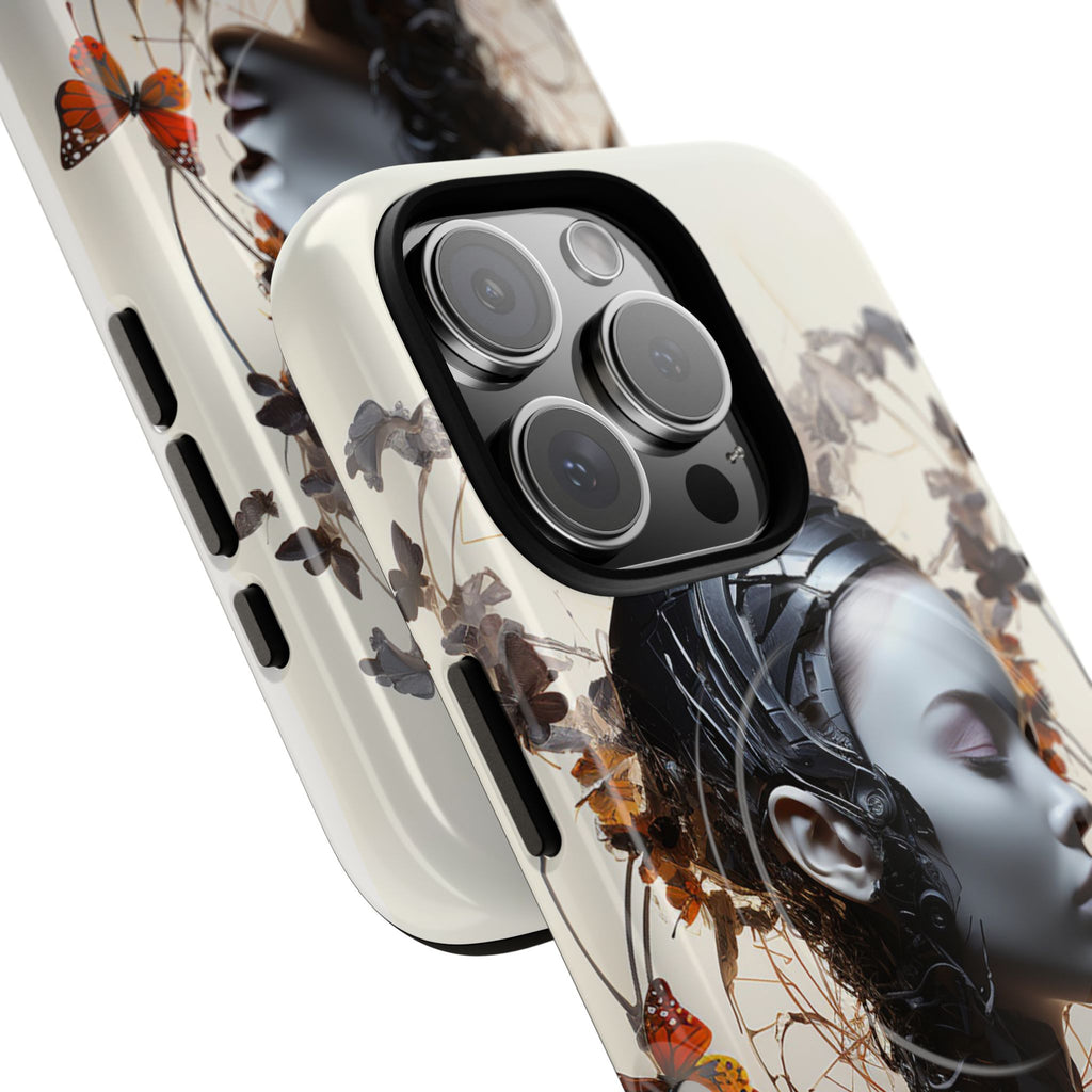 Art Nouveau Cyberpunk Phone Case — Surreal Floral Femme Tough Magnetic Case