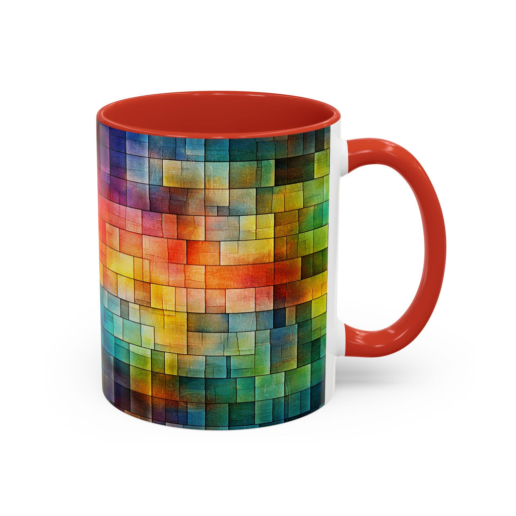 Colorful Mosaic Accent Coffee Mug - Vibrant Geometric Pattern (11/15 oz)