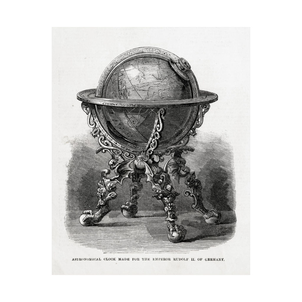 Antique Globe Illustration Matte Vertical Poster — Vintage Scientific Engraving Wall Art