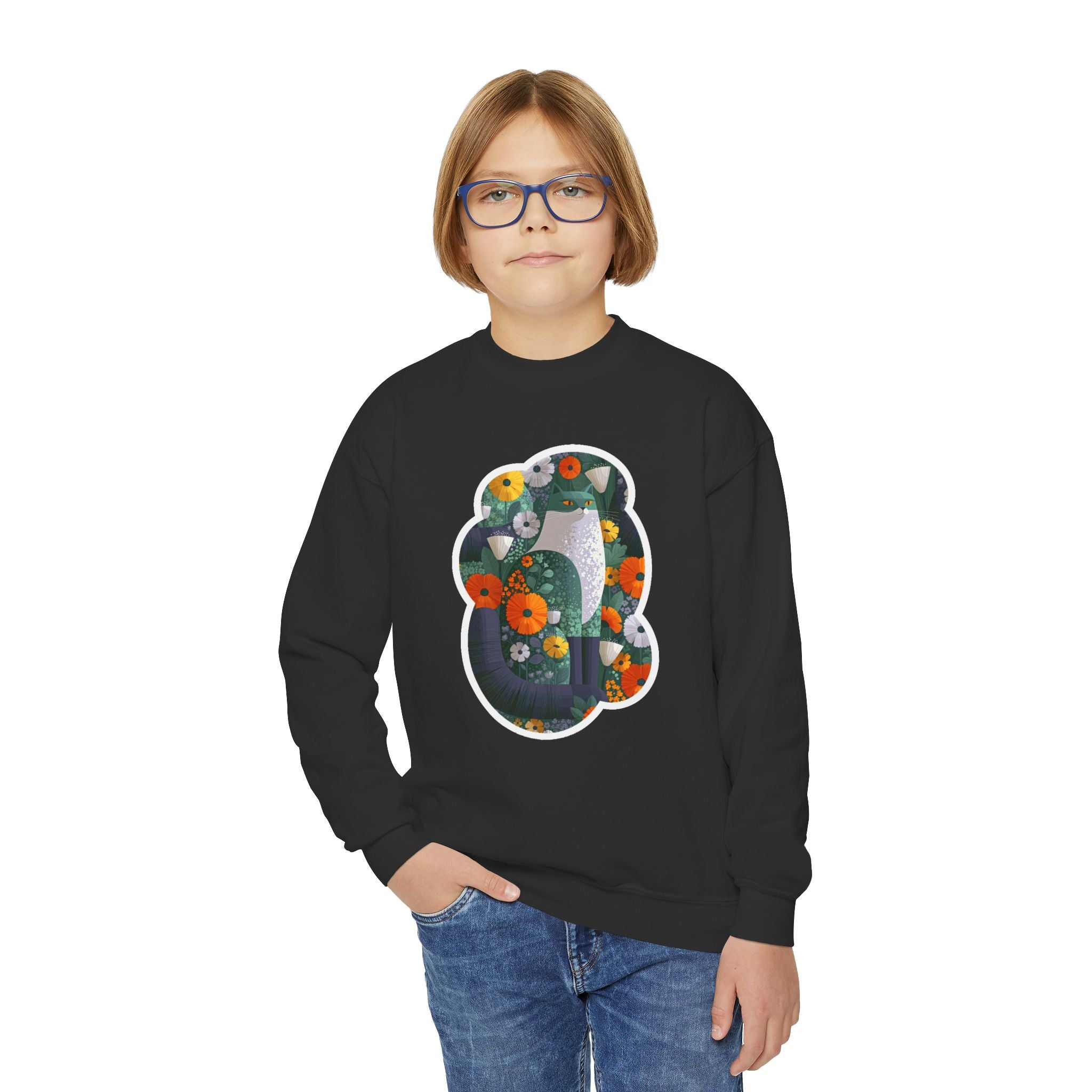 Youth Sweatshirt — Floral Number 8 Crewneck
