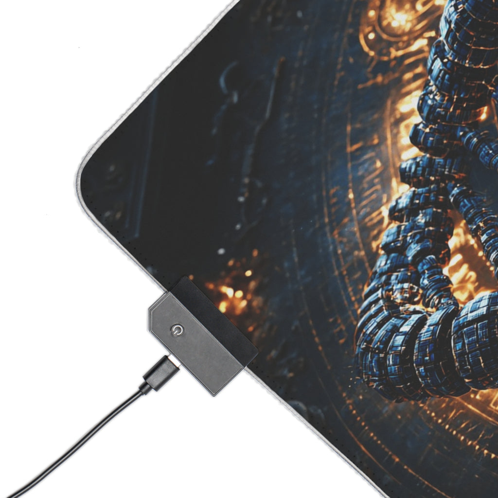 LED Gaming Mouse Pad — Steampunk DNA Galaxy RGB Desk Mat for Gamers