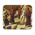 Surreal Red-Robed Figures Mouse Pad — Abstract Geometric Desk Mat