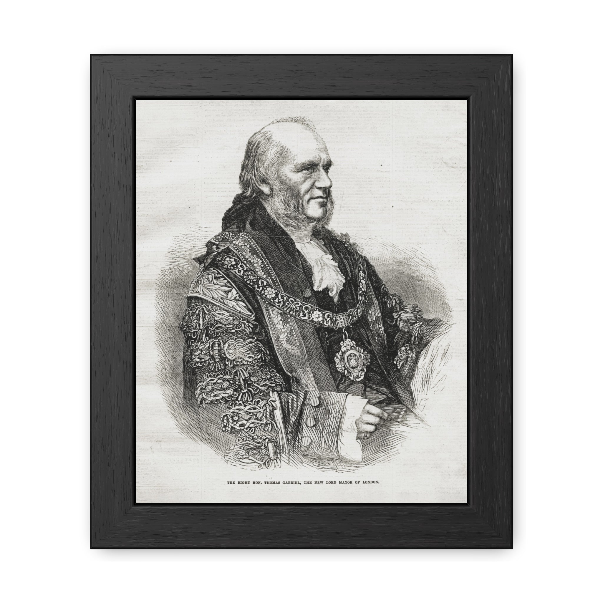 Framed Poster - Vintage Engraved Portrait Print (Antique Historical Decor)