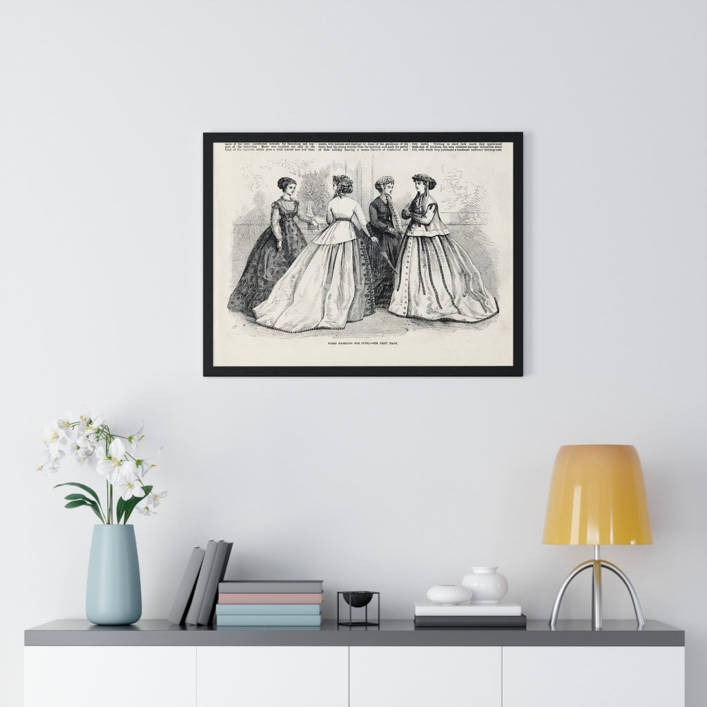 Vintage Fashion Print Framed Poster — Paris Fashion — 19th Century Ladies Illustration